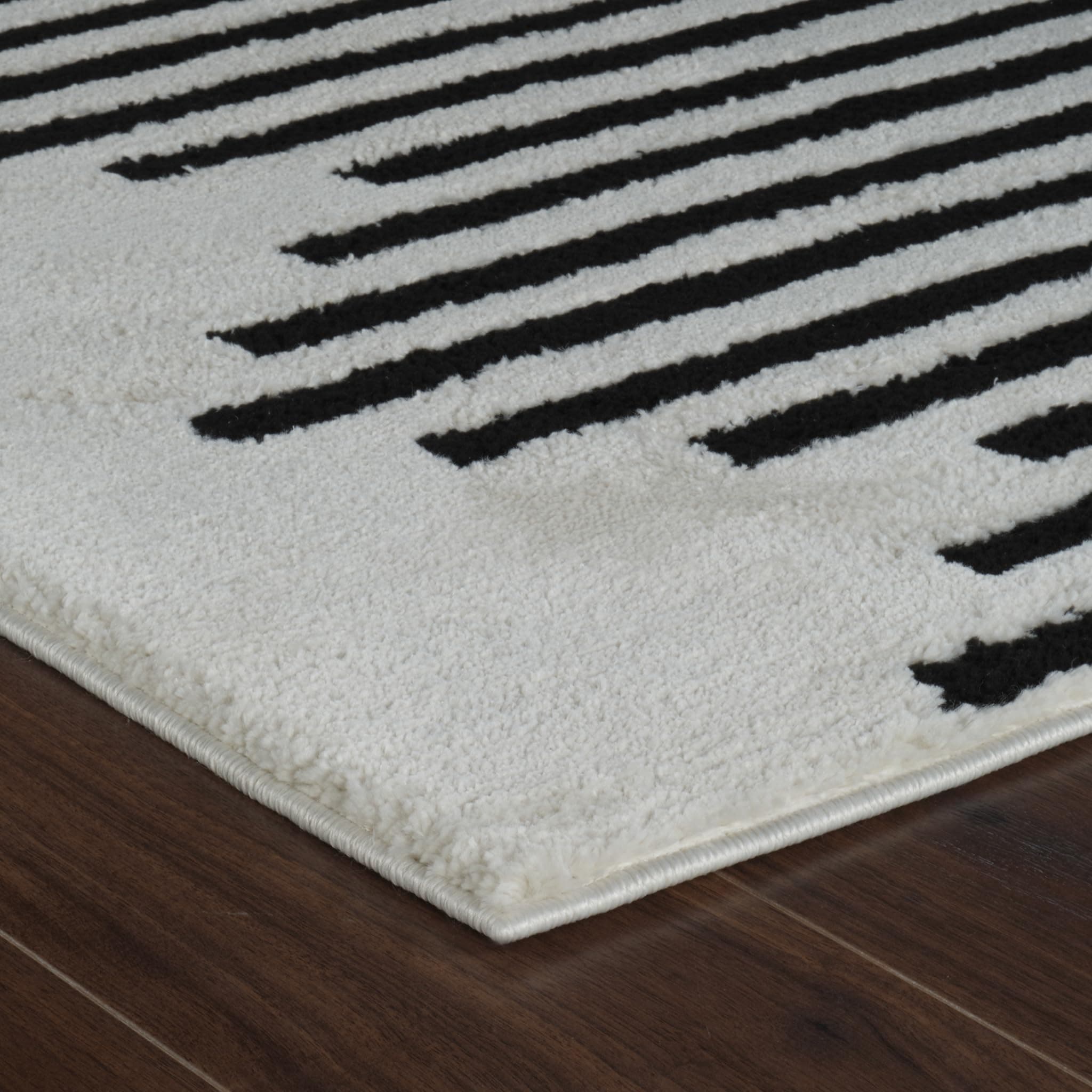 RUG BRANCH Domus 8'x11' (7'10" x 10'10") Abstract Indoor Area Rug - Cream Black - Thumbnail 6