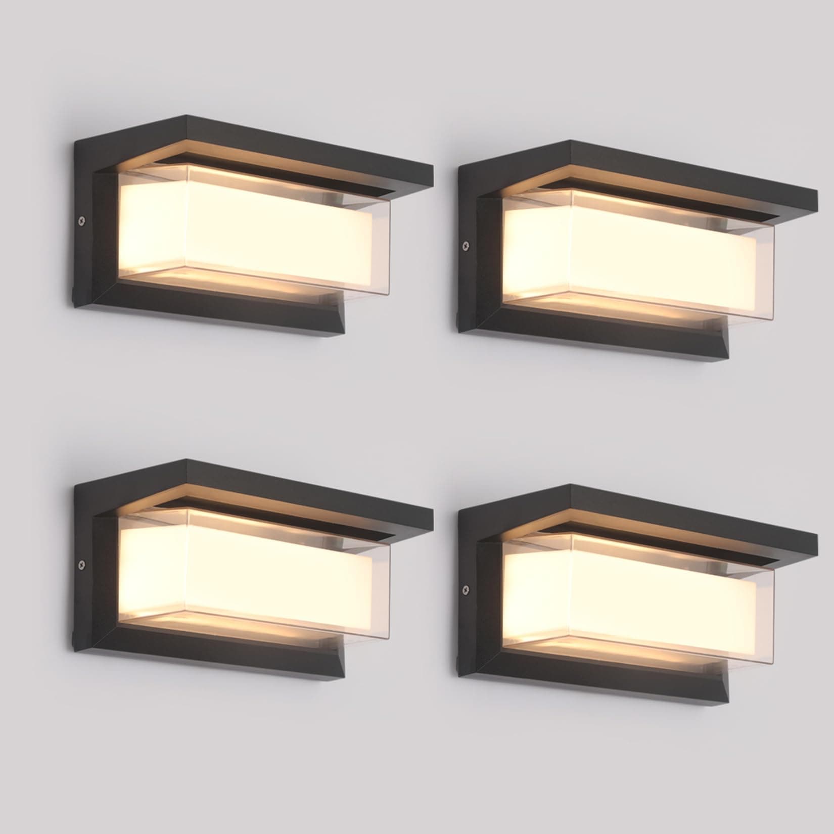 Mille Lucciole 4 Pack 24W LED Outdoor Wall Lights 3-Color 2100LM IP65 Waterproof