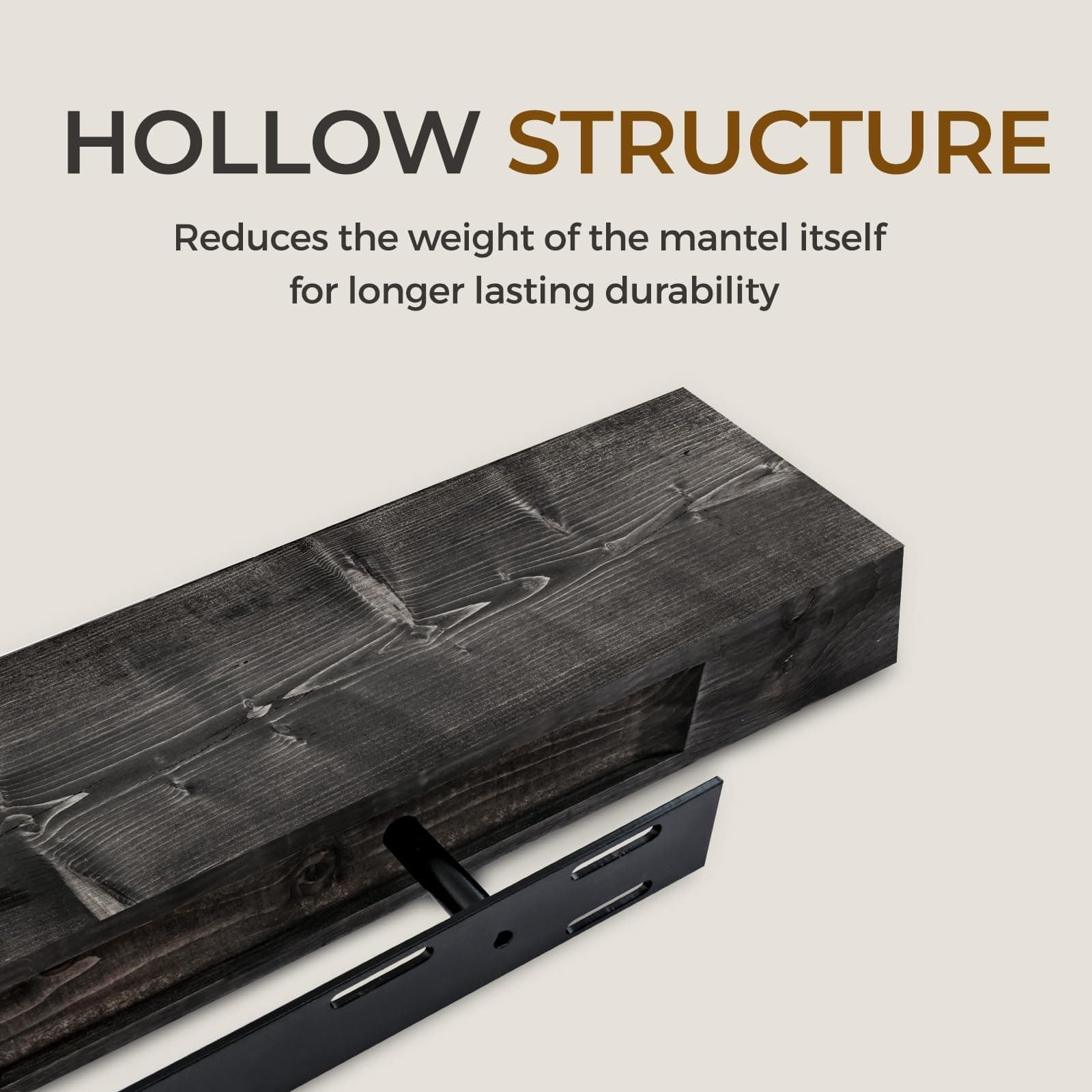 YLYHSST 48" Fireplace Mantel 3'' Thick Solid Wood Floating Shelf Black - Thumbnail 3