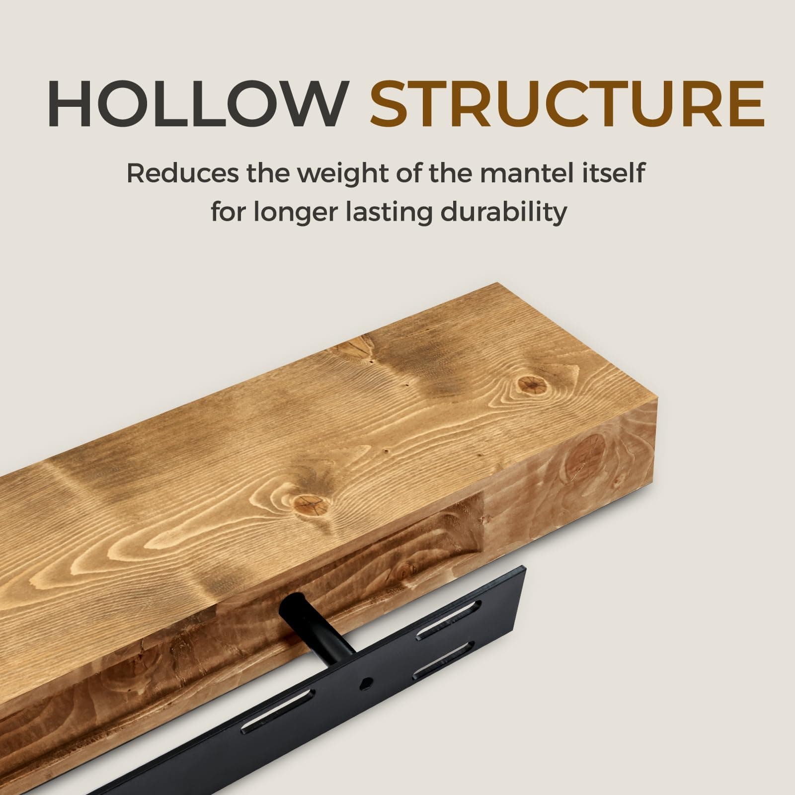 YLYHSST 60" Fireplace Mantel 3'' Thick Solid Wood Floating Shelf Invisible - Thumbnail 3