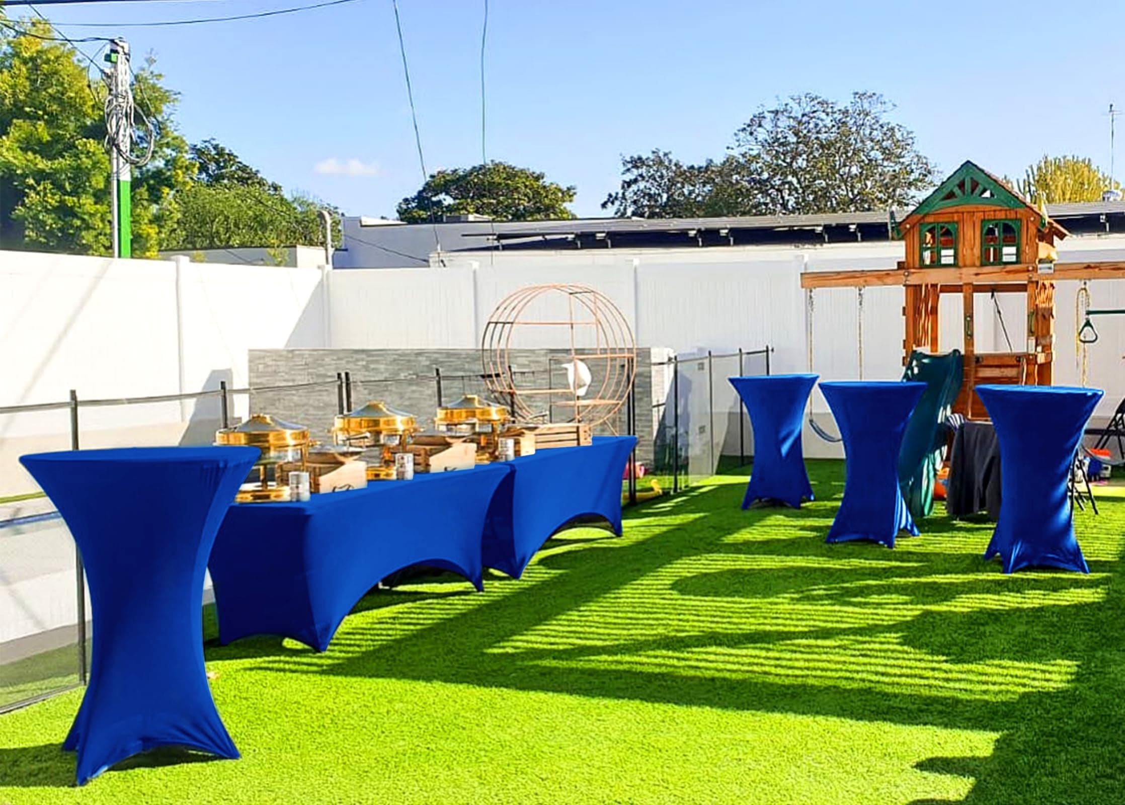 Pesonlook 10 Pack Spandex Tablecloth 32"x43" Royal Blue Fitted High Top Bar - Thumbnail 6