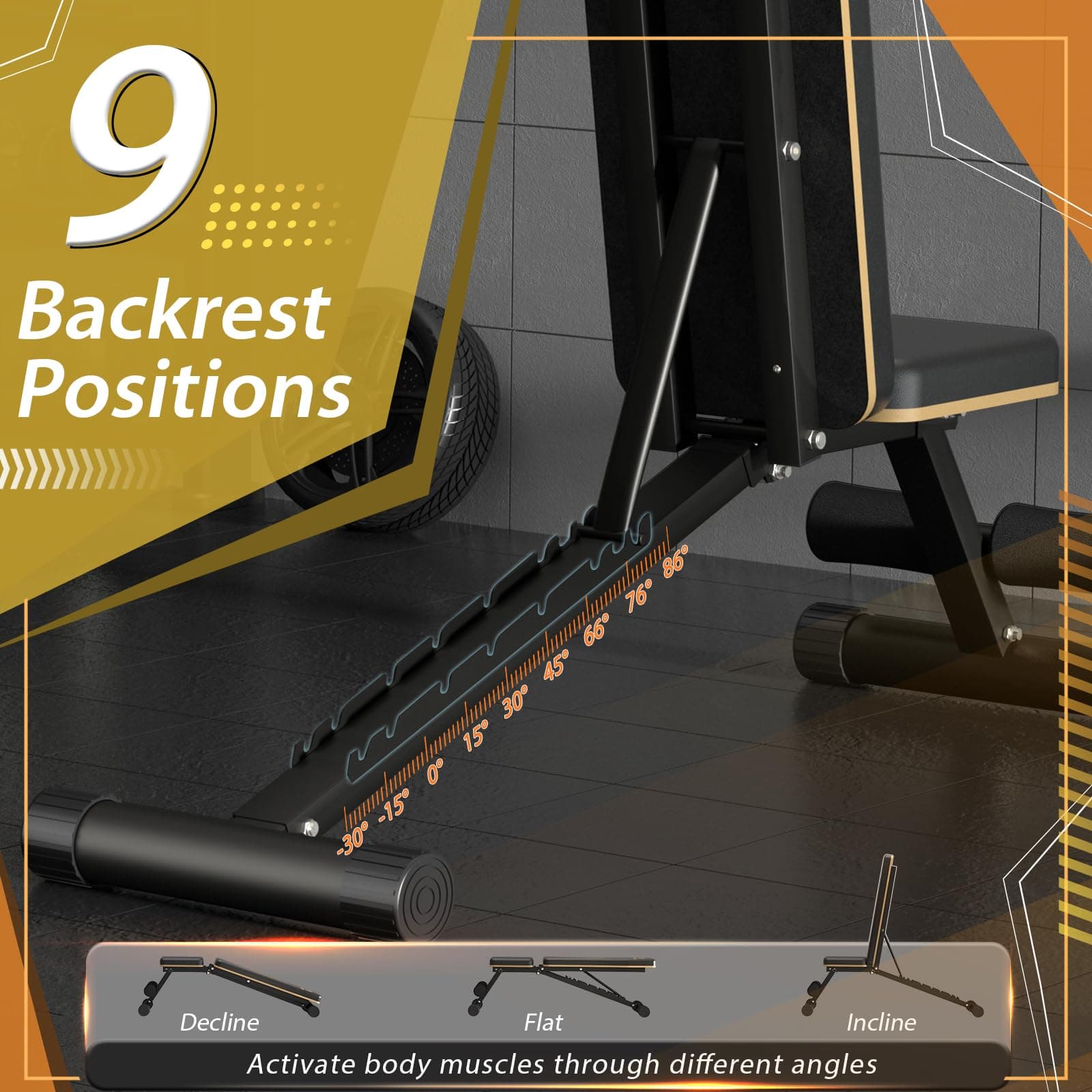 FitGoods Adjustable Weight Bench FGWB-003 660 LBS Heavy-Duty Foldable Incline - Thumbnail 5