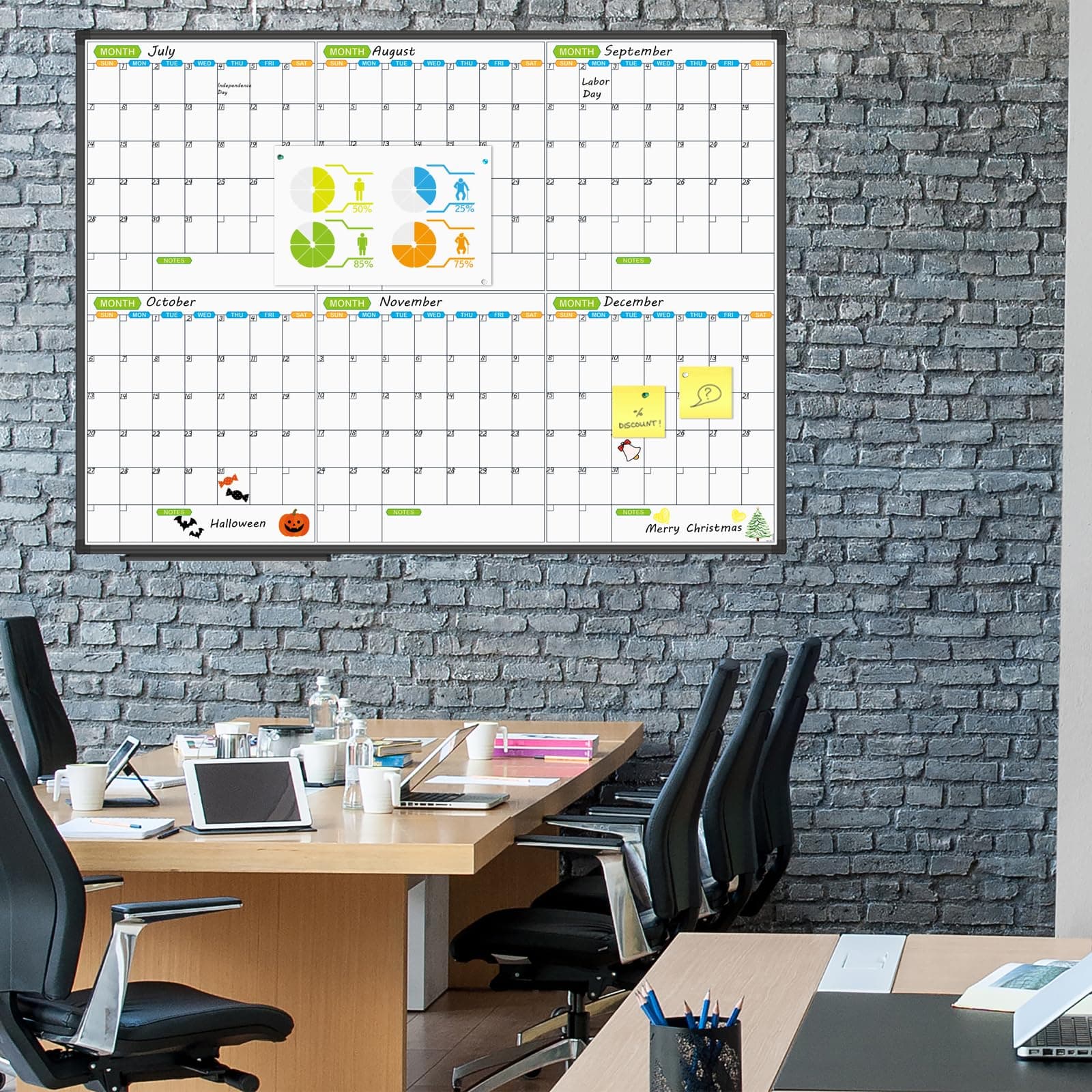 JILoffice Dry Erase Calendar Whiteboard 48x36 Black Aluminum Frame Wall Mounted - Thumbnail 5