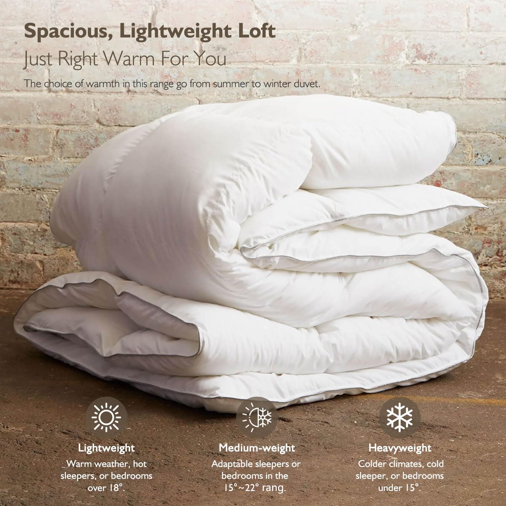 Cobnom Feather Down Comforter Queen Size 90x90 Inch Medium Warm All Season White - Thumbnail 9