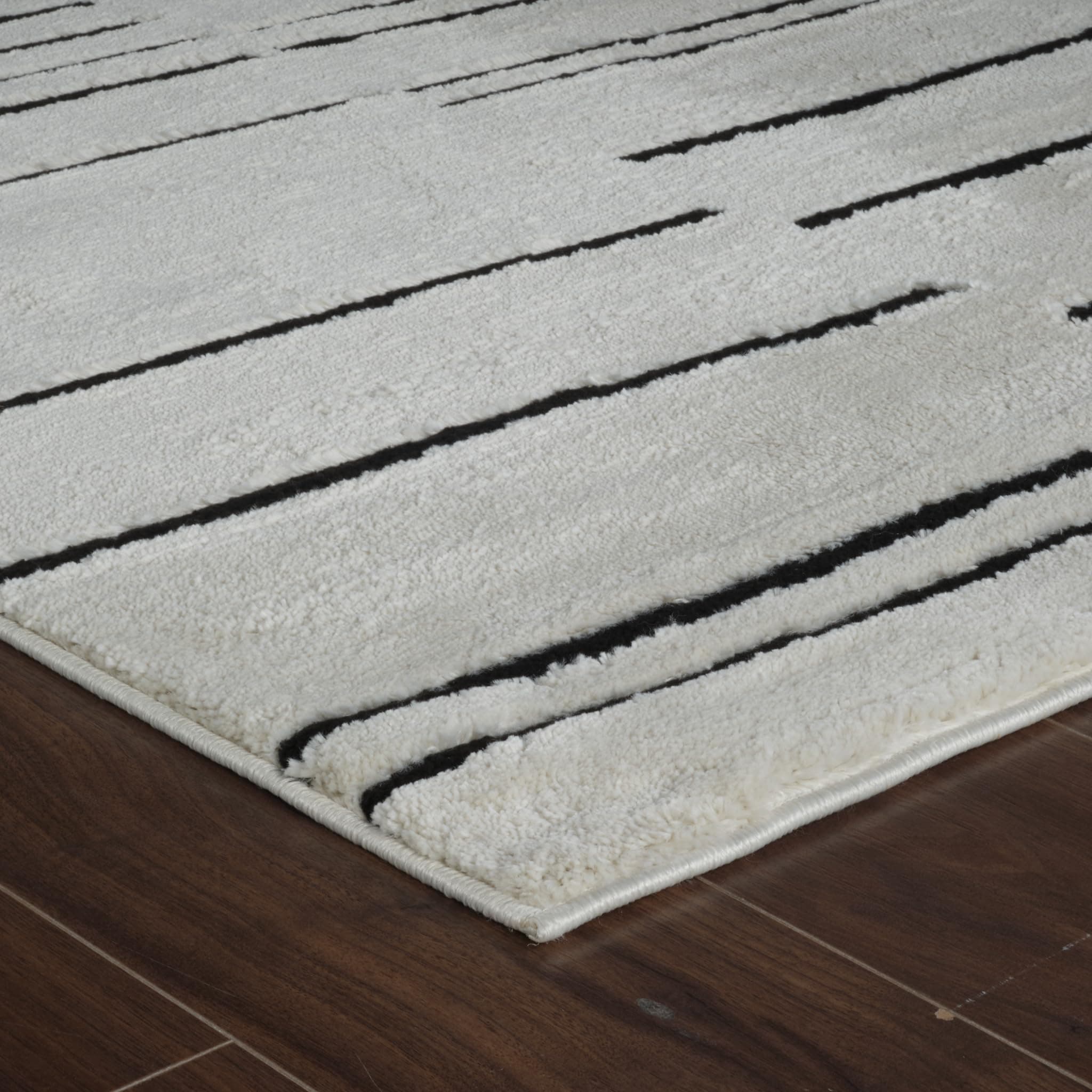 RUG BRANCH Domus 4'x6' Area Rug 3'11" x 5'7" Cream Black - Thumbnail 6