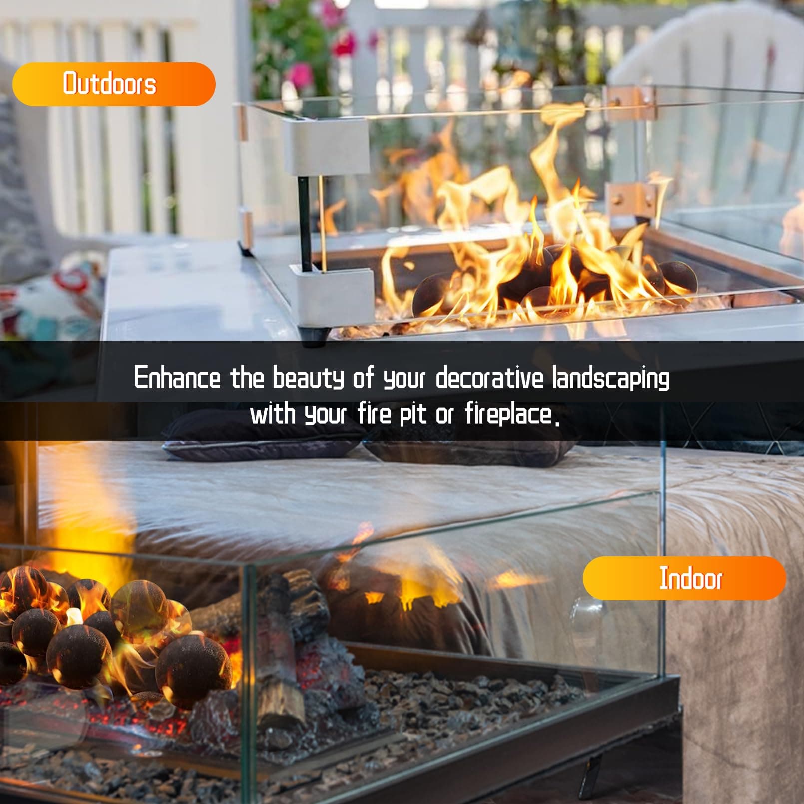 FlameDuty FD-007Black-6In Ceramic Fire Balls 6 Inch Black Set of 4 Fire Pit - Thumbnail 5