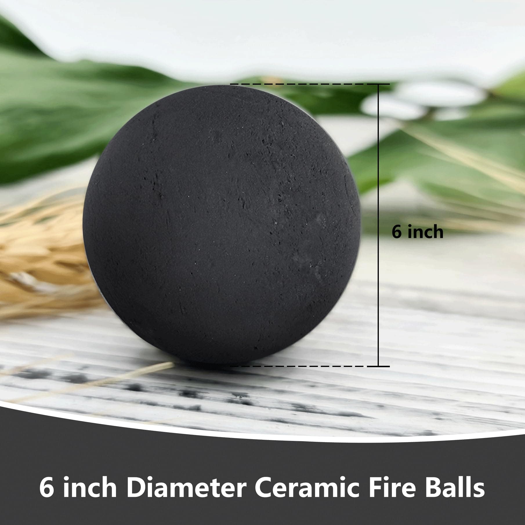 FlameDuty FD-007Black-6In Ceramic Fire Balls 6 Inch Black Set of 4 Fire Pit - Thumbnail 2