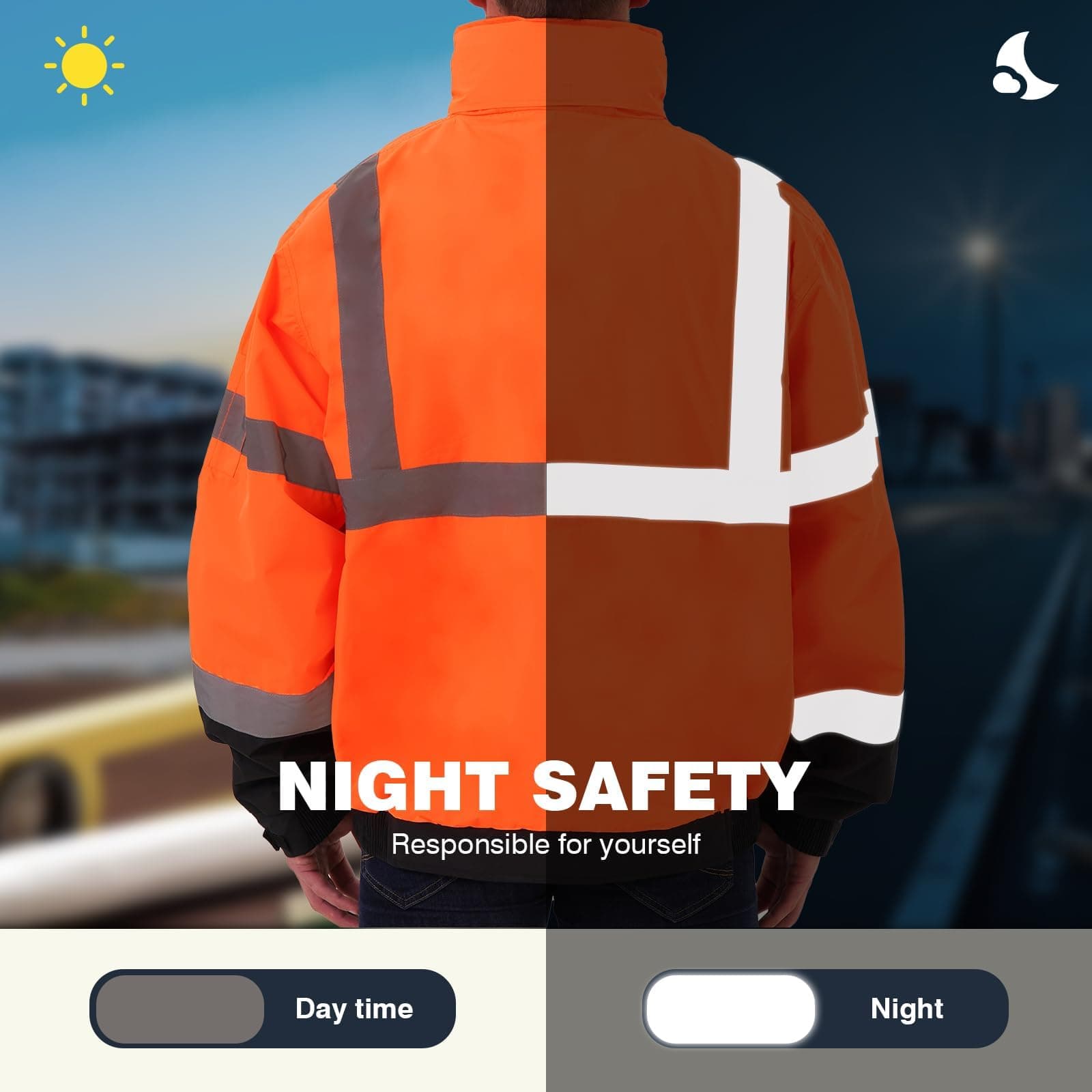 SKSAFETY J2072-5XL Men's Hi Vis Waterproof Softshell Jacket ANSI Class 3 - Thumbnail 5
