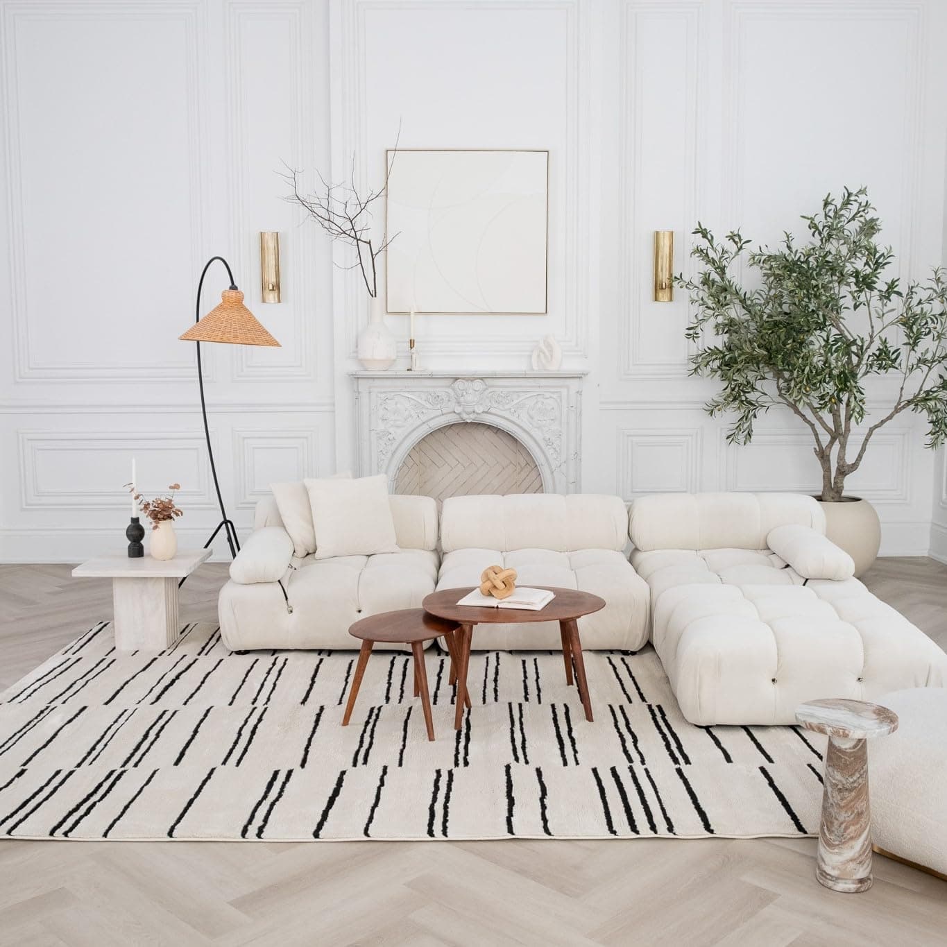 RUG BRANCH Domus 4'x6' Area Rug 3'11" x 5'7" Cream Black - Thumbnail 3