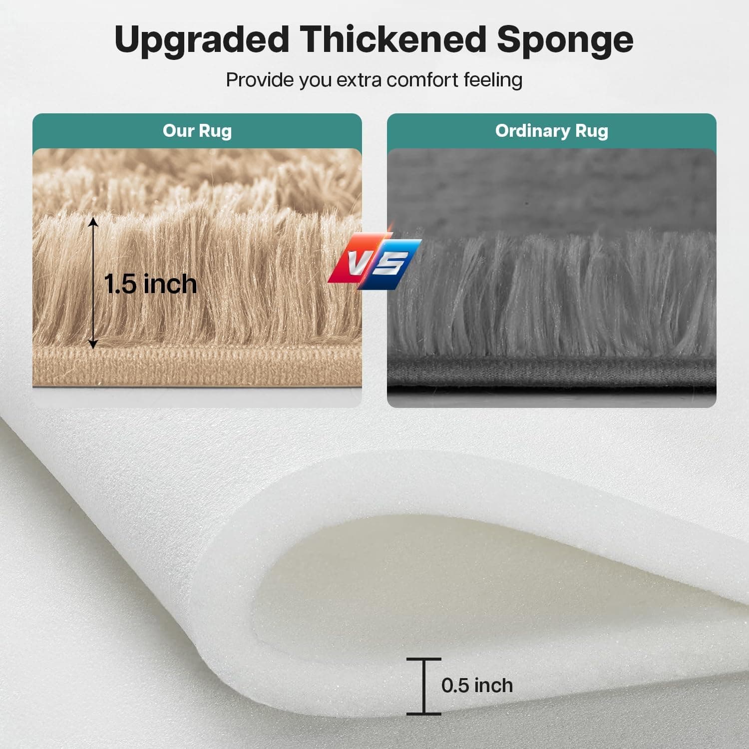 IR Imperial Rooms 8x10 Area Rug - Beige Shag Fluffy Soft Plush Washable - Thumbnail 3