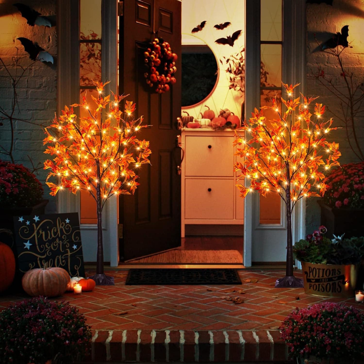 2 Pack 4FT 60LED Lighted Maple Tree w/6 Acorn Remote 8 Modes DC 5V Outdoor - Thumbnail 6