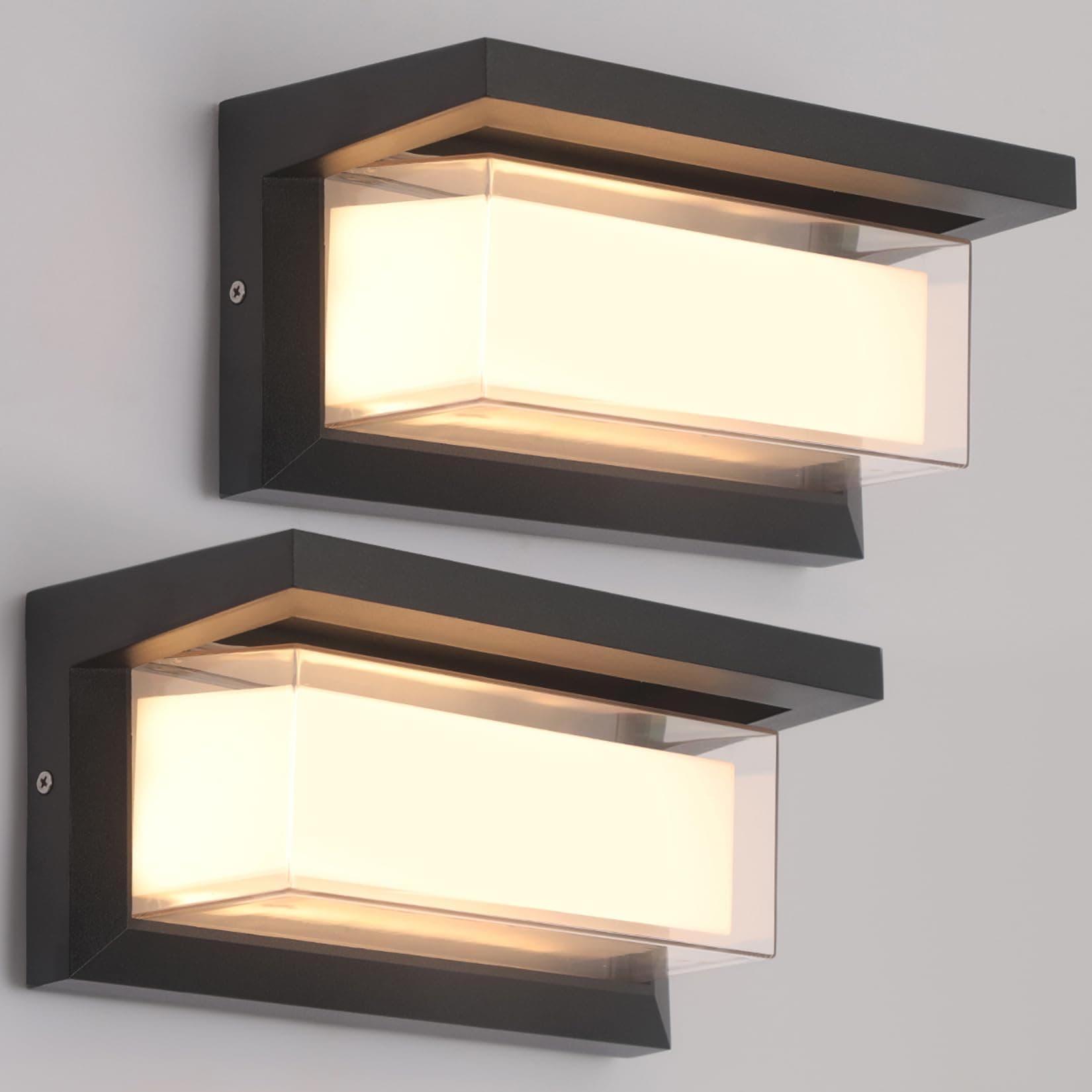 2 Pack 24W LED Outdoor Wall Lights 3-Color 2100LM IP65 Waterproof Adjustable