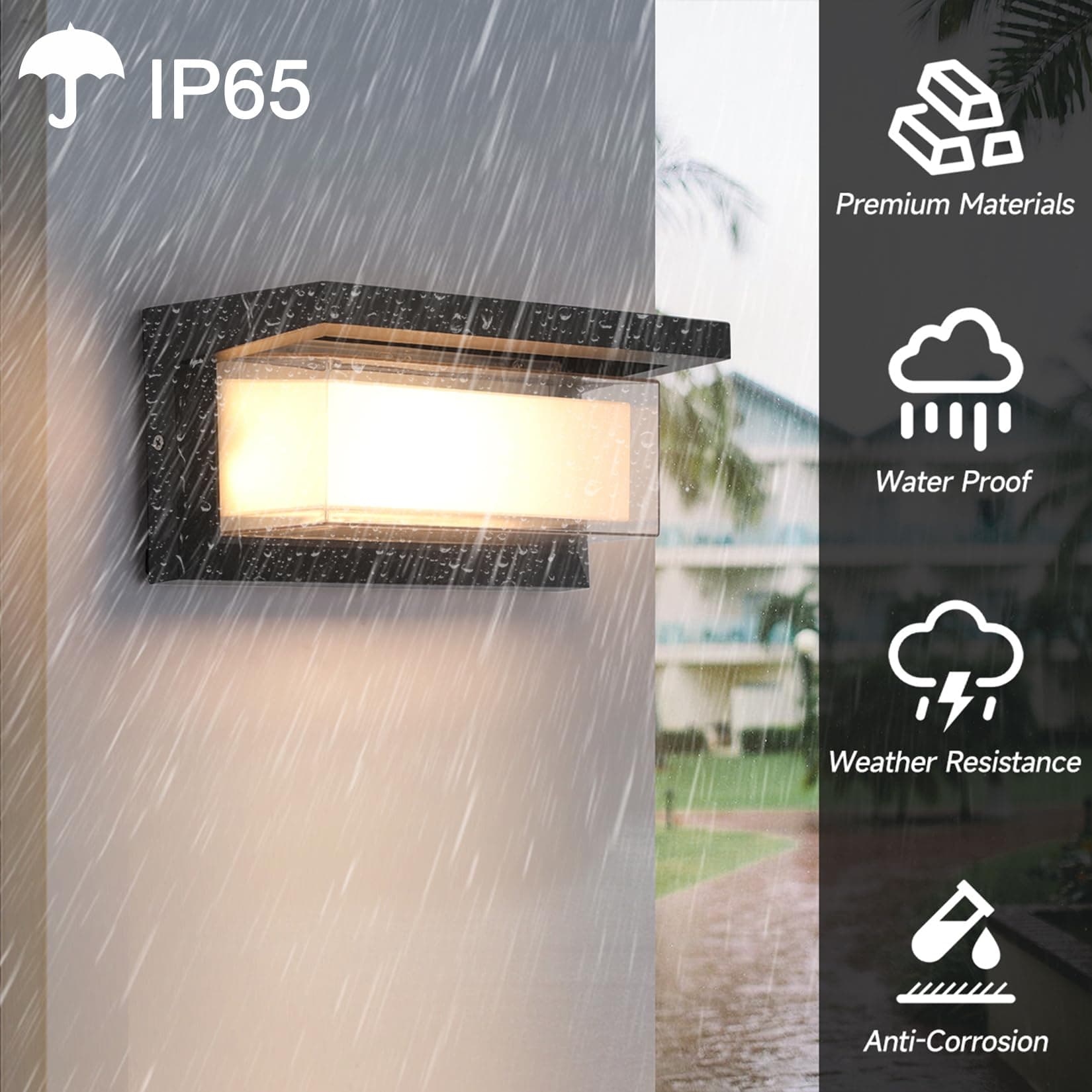 2 Pack 24W LED Outdoor Wall Lights 3-Color 2100LM IP65 Waterproof Adjustable - Thumbnail 3