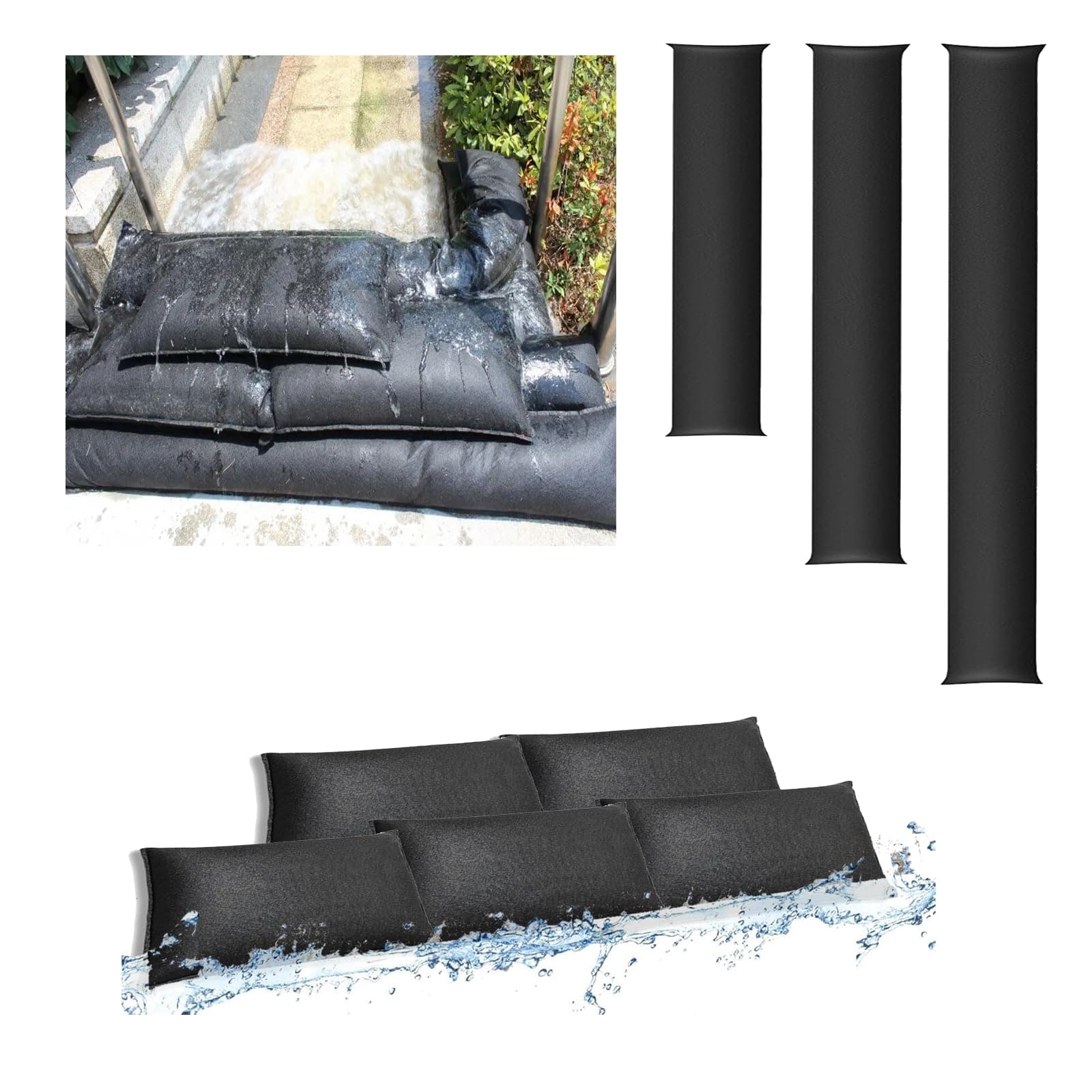 Estresen Water-Activated Sandless Sandbag 4PCS 5'×8'' Flood Barrier