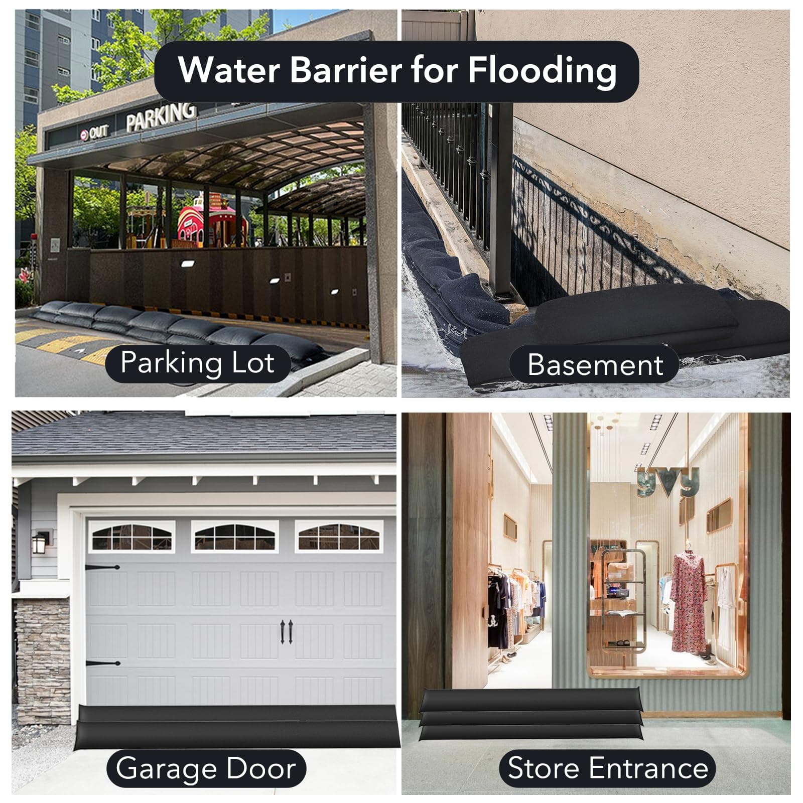 Estresen Water-Activated Sandless Sandbag 4PCS 5'×8'' Flood Barrier - Thumbnail 2