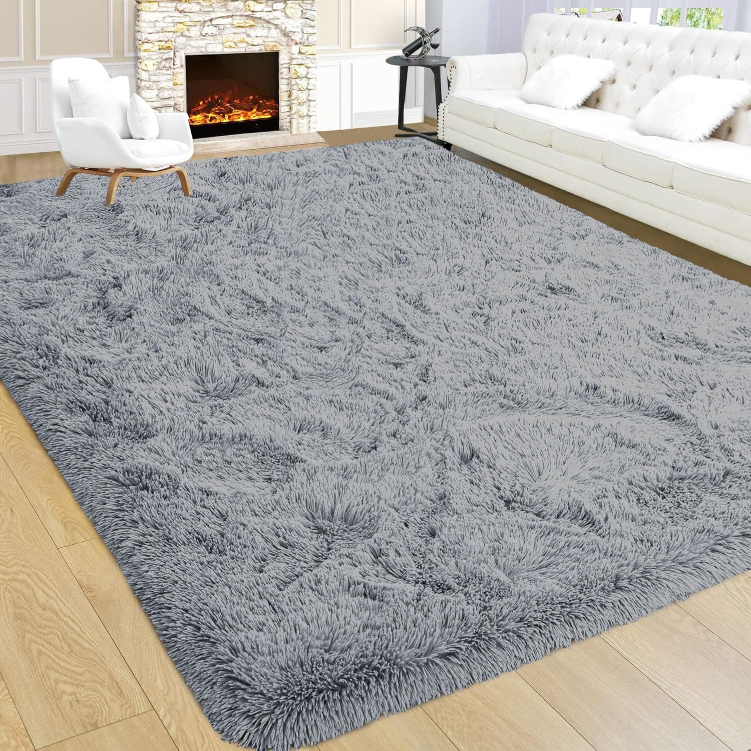 IR Imperial Rooms 8x10 Grey Area Rug Shag Plush