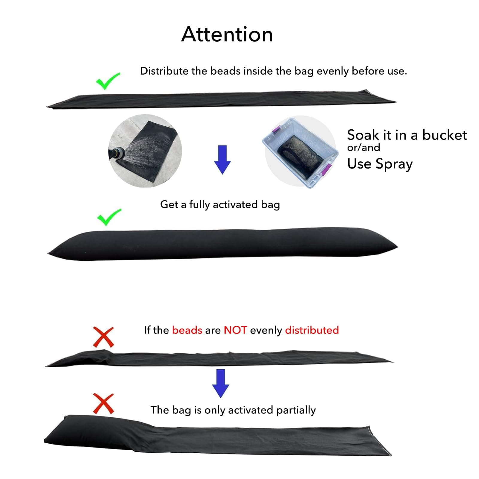 Estresen Water-Activated Sandless Sandbag 4PCS 5'×8'' Flood Barrier - Thumbnail 5