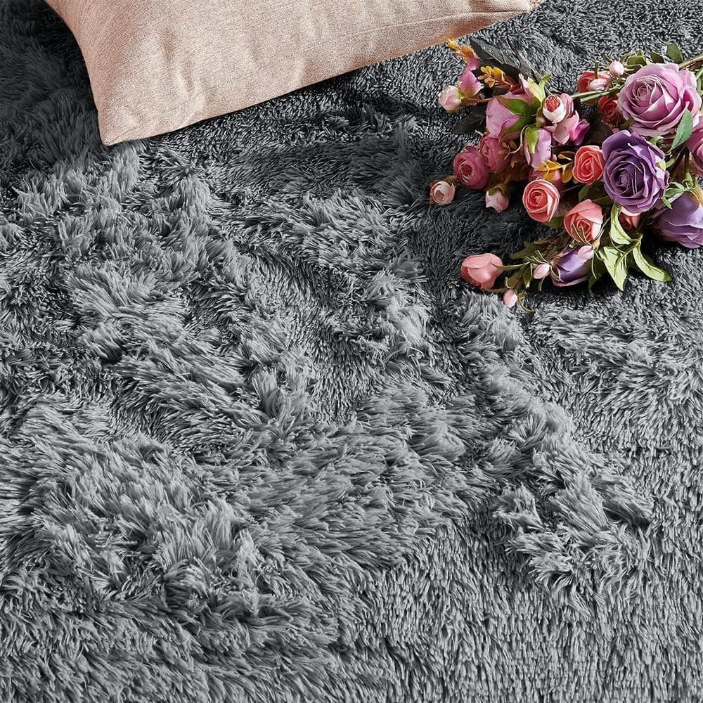 IR Imperial Rooms 8x10 Grey Area Rug Shag Plush - Thumbnail 6