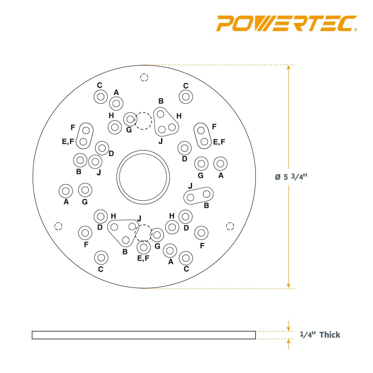 POWERTEC 72148 Router Template Bushing Guides Set 5/16-1 inch for Porter Cable - Thumbnail 3