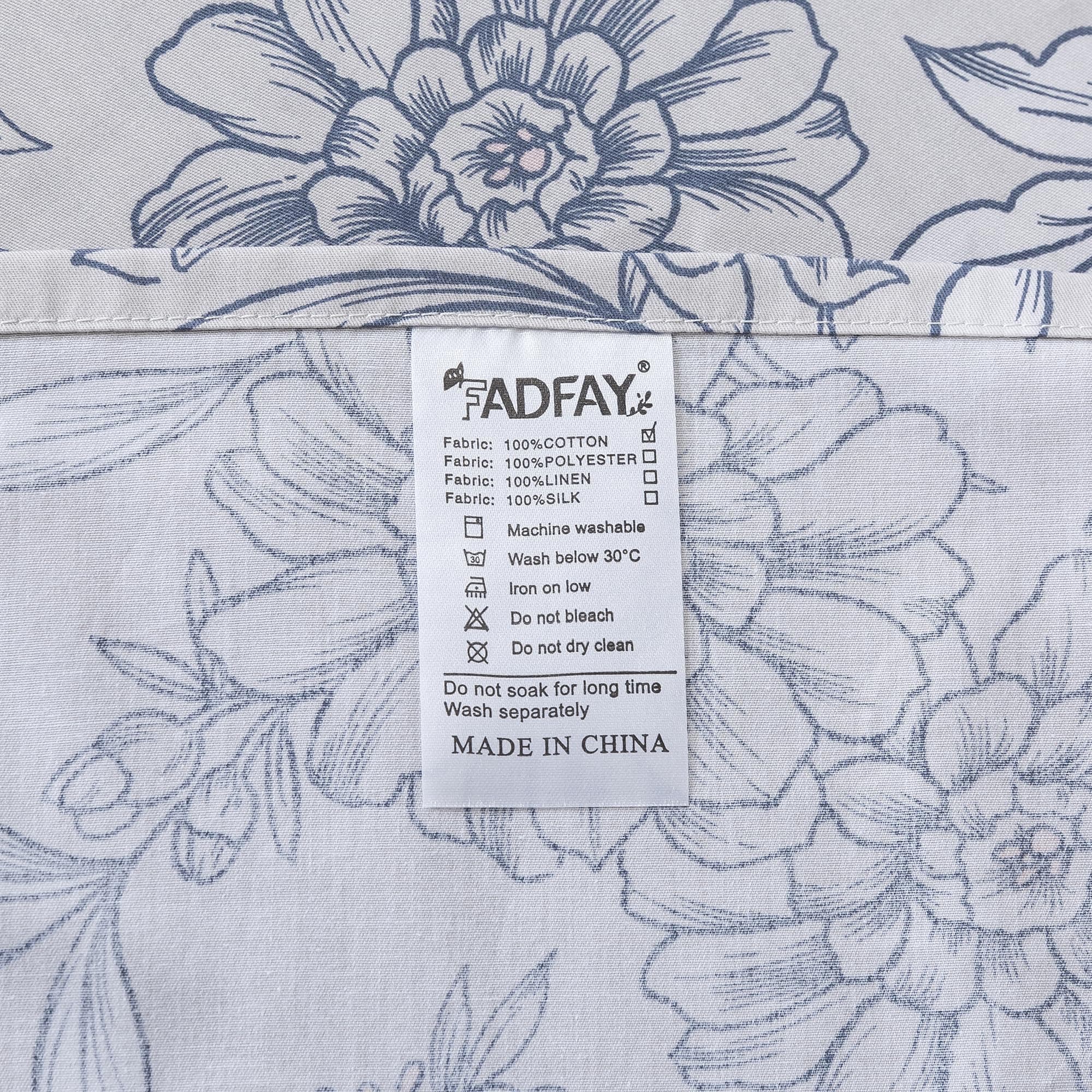 FADFAY Queen Duvet Cover Set Vintage Peony Floral Khaki 100% Cotton 3Pcs - Thumbnail 7