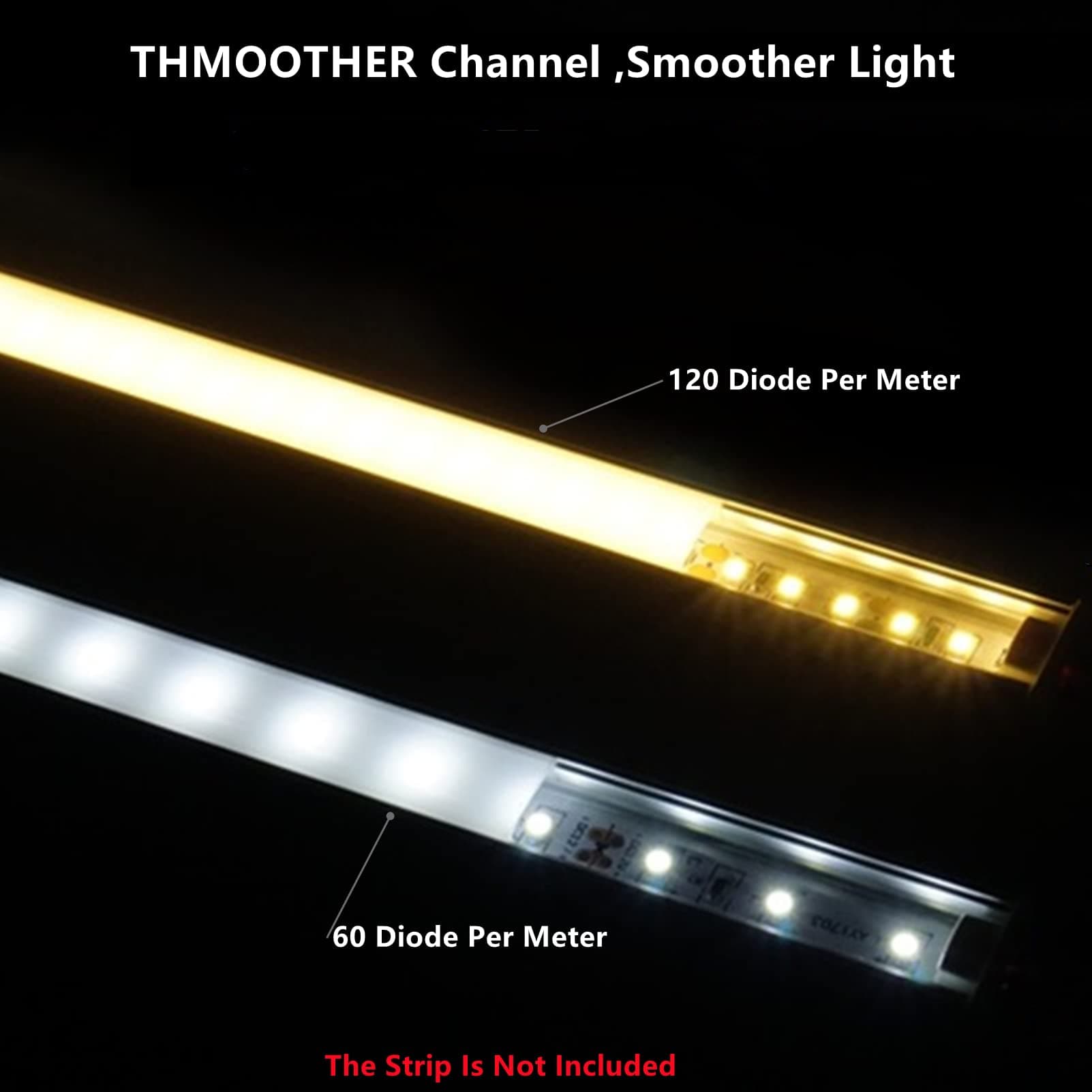 5-Pack 3.3FT/100CM LED Strip U Channel Diffuser Under Cabinet Aluminum Track - Thumbnail 8