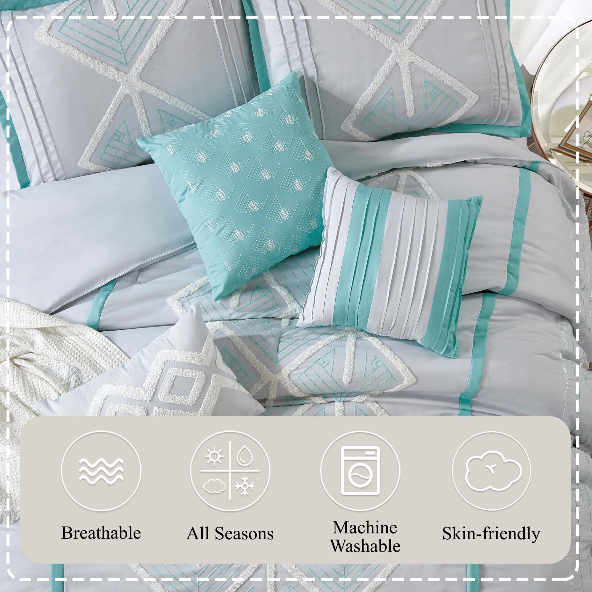 Stratford Park Blue Queen Size 7 Piece Comforter Set - Thumbnail 4
