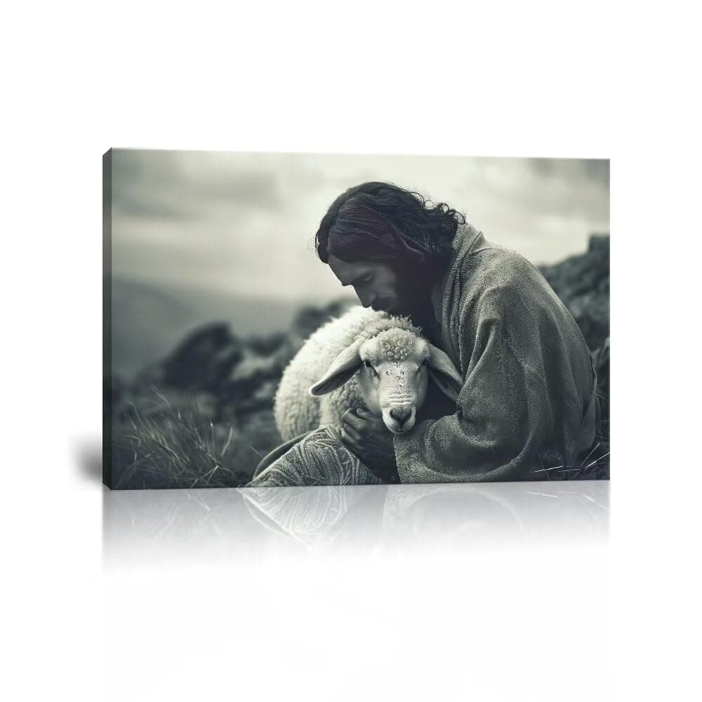 Wall HDQ Jesus Parable of the Lost Sheep Christian Canvas Prints Framed