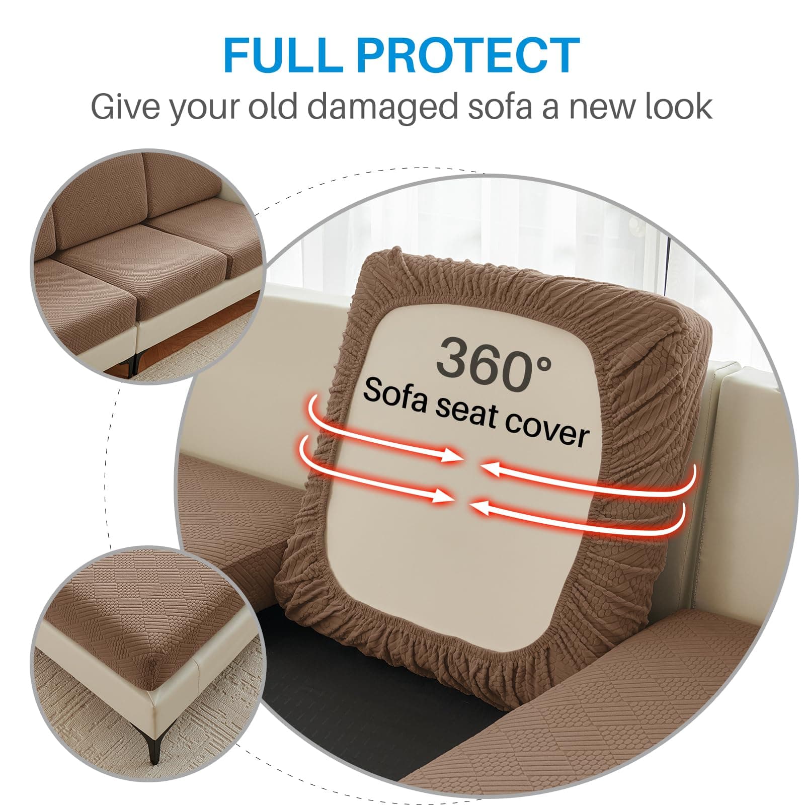 Deep Dream 6 Piece Sectional Couch Covers L Shaped for Left/Right Sectional - Thumbnail 4