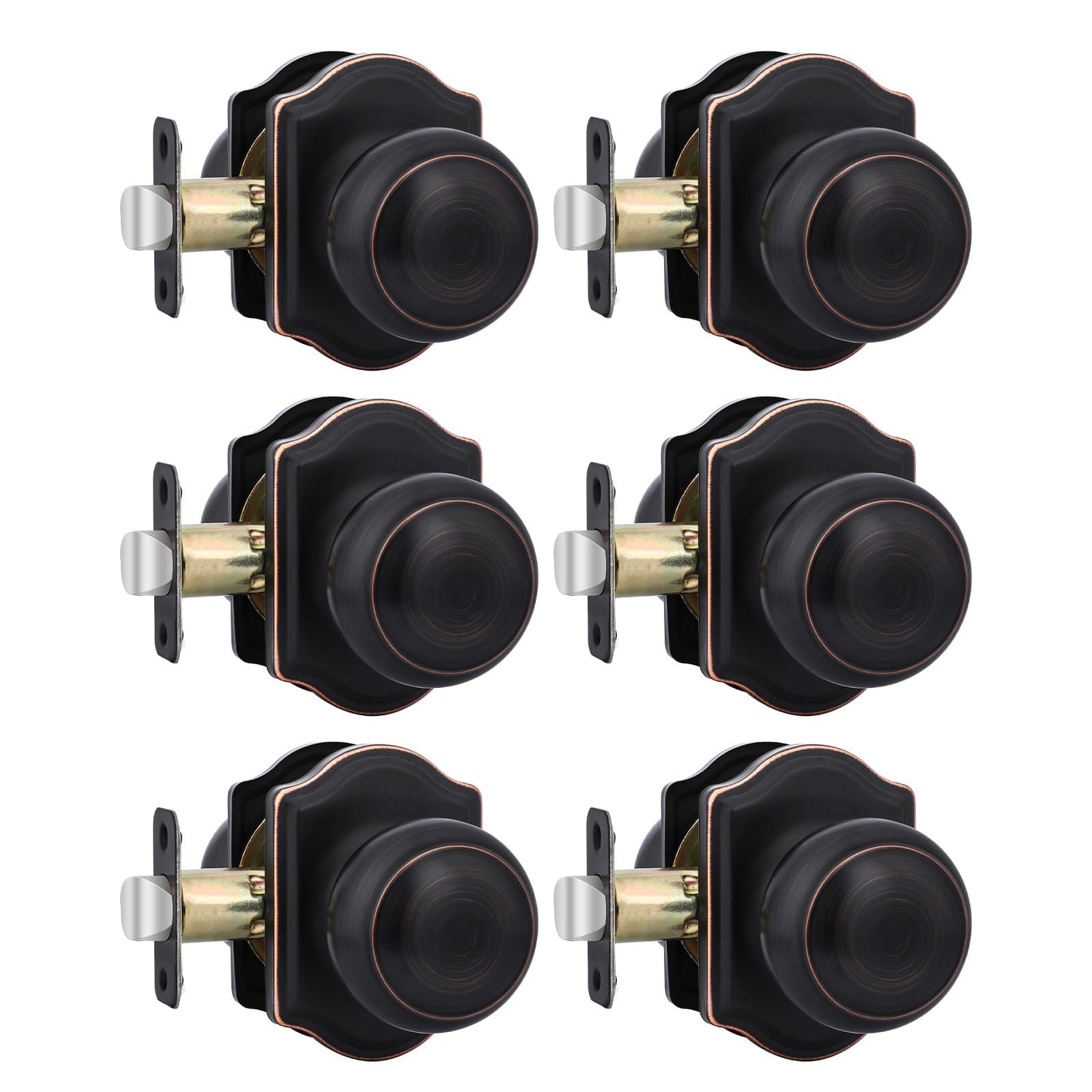 Goldenwarm Oil Rubbed Bronze Passage Door Knobs Arched Plate 6 Pack