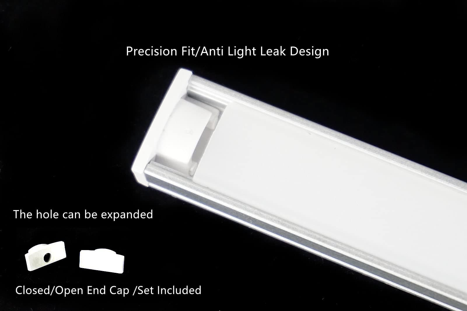 5-Pack 3.3FT/100CM LED Strip U Channel Diffuser Under Cabinet Aluminum Track - Thumbnail 6