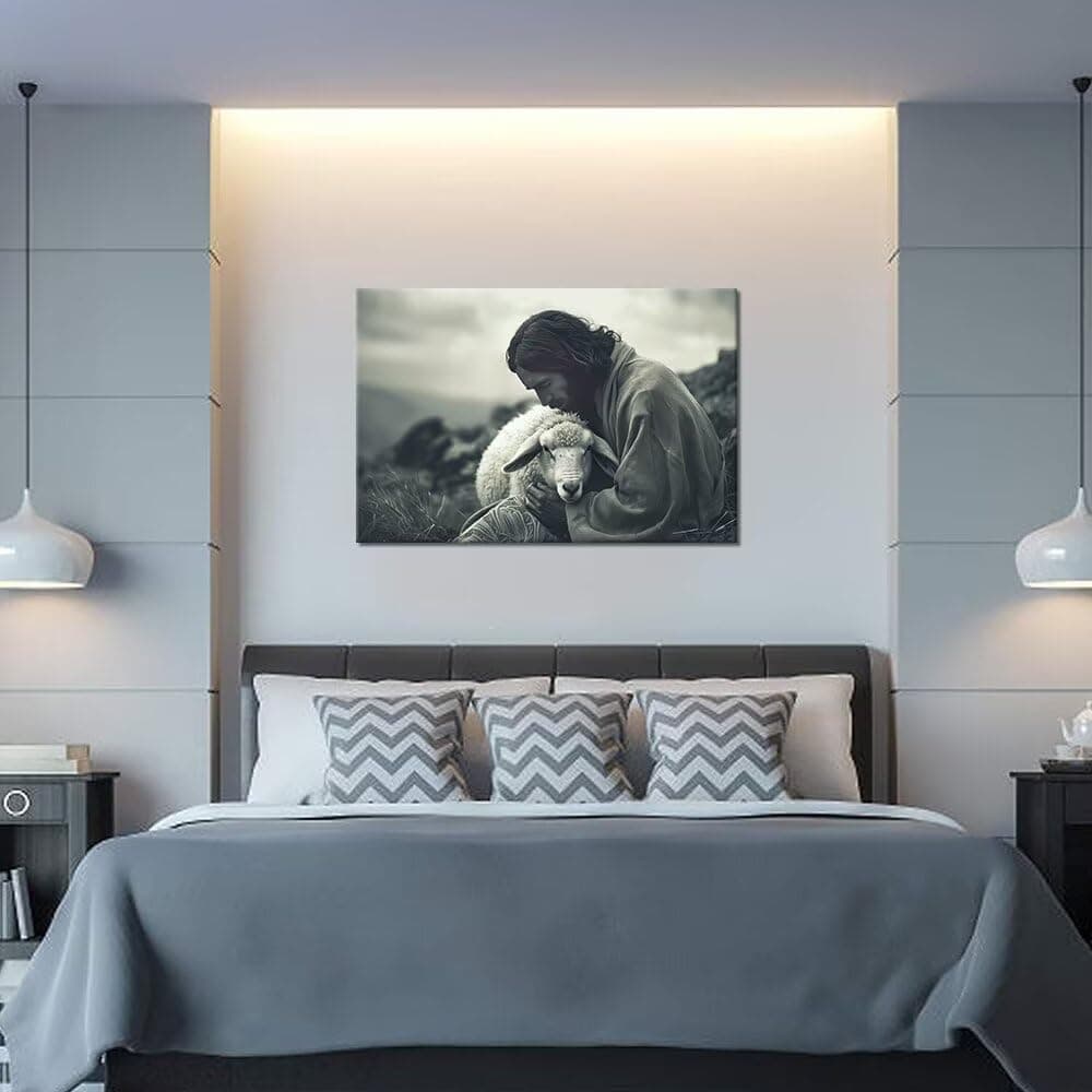 Wall HDQ Jesus Parable of the Lost Sheep Christian Canvas Prints Framed - Thumbnail 2