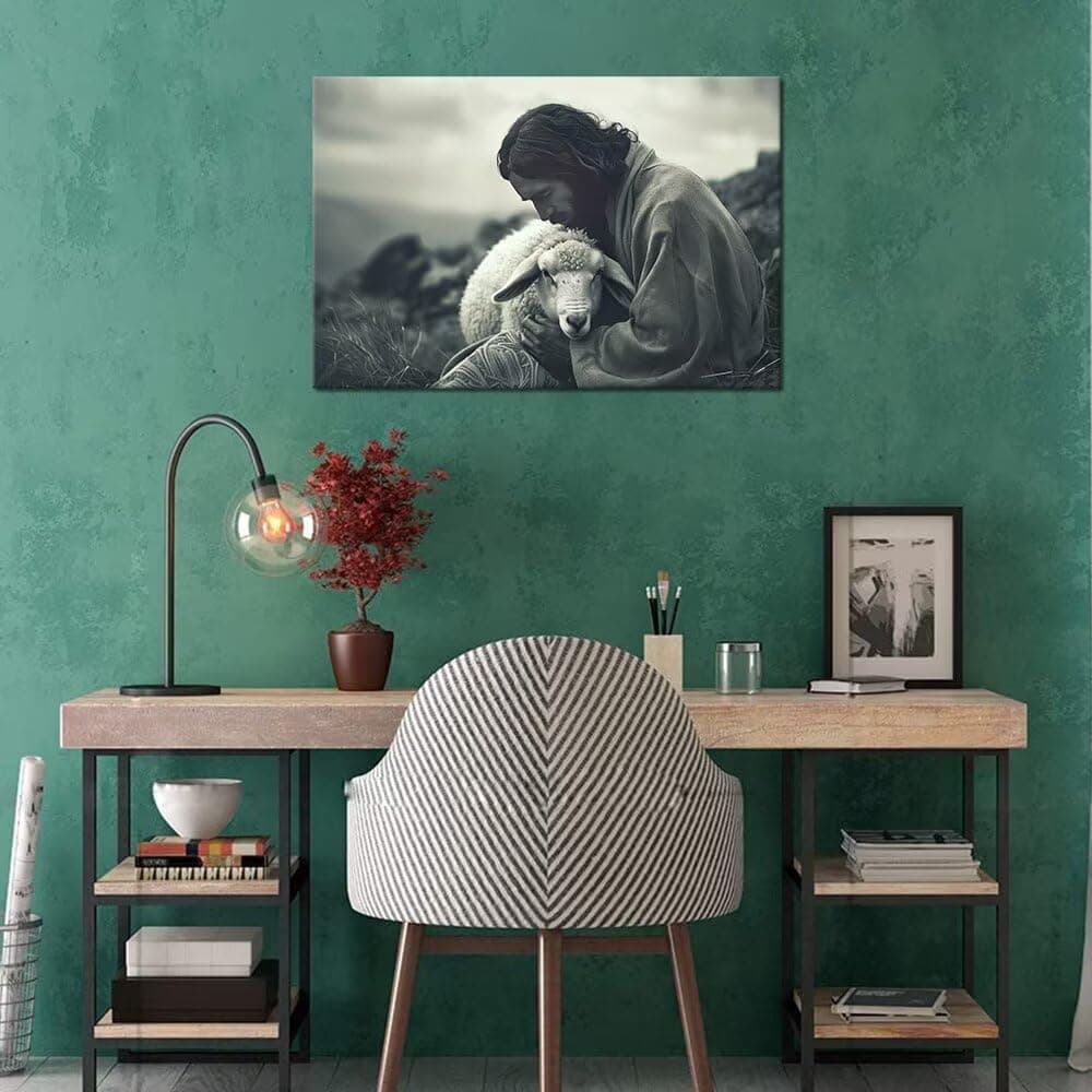Wall HDQ Jesus Parable of the Lost Sheep Christian Canvas Prints Framed - Thumbnail 3