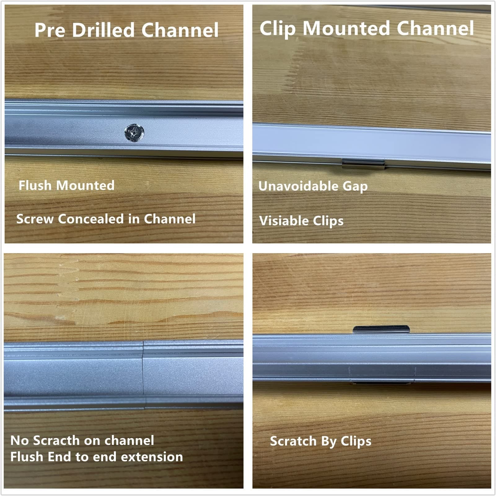 5-Pack 3.3FT/100CM LED Strip U Channel Diffuser Under Cabinet Aluminum Track - Thumbnail 5