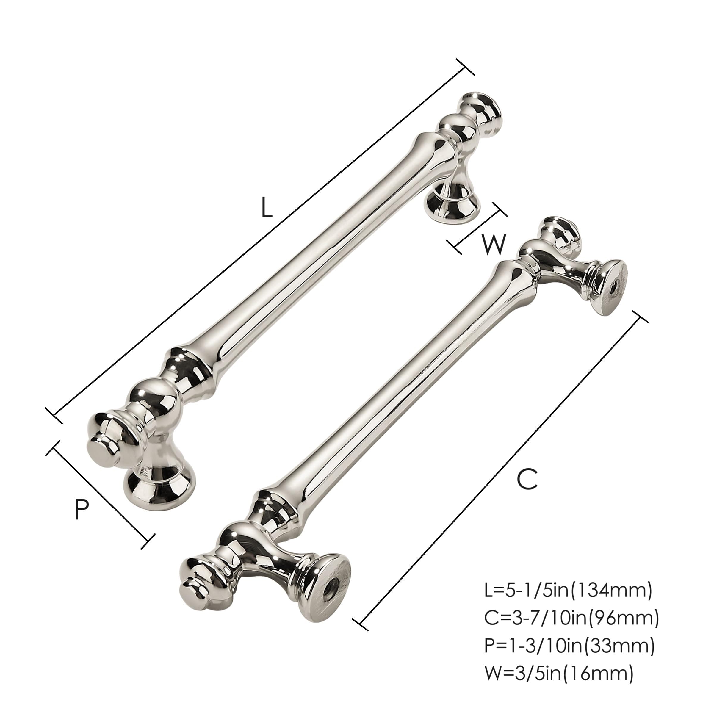 khtumeware 10 Pack 3-3/4 Inch (96mm) Polished Nickel Zinc Cabinet Drawer Pulls - Thumbnail 2