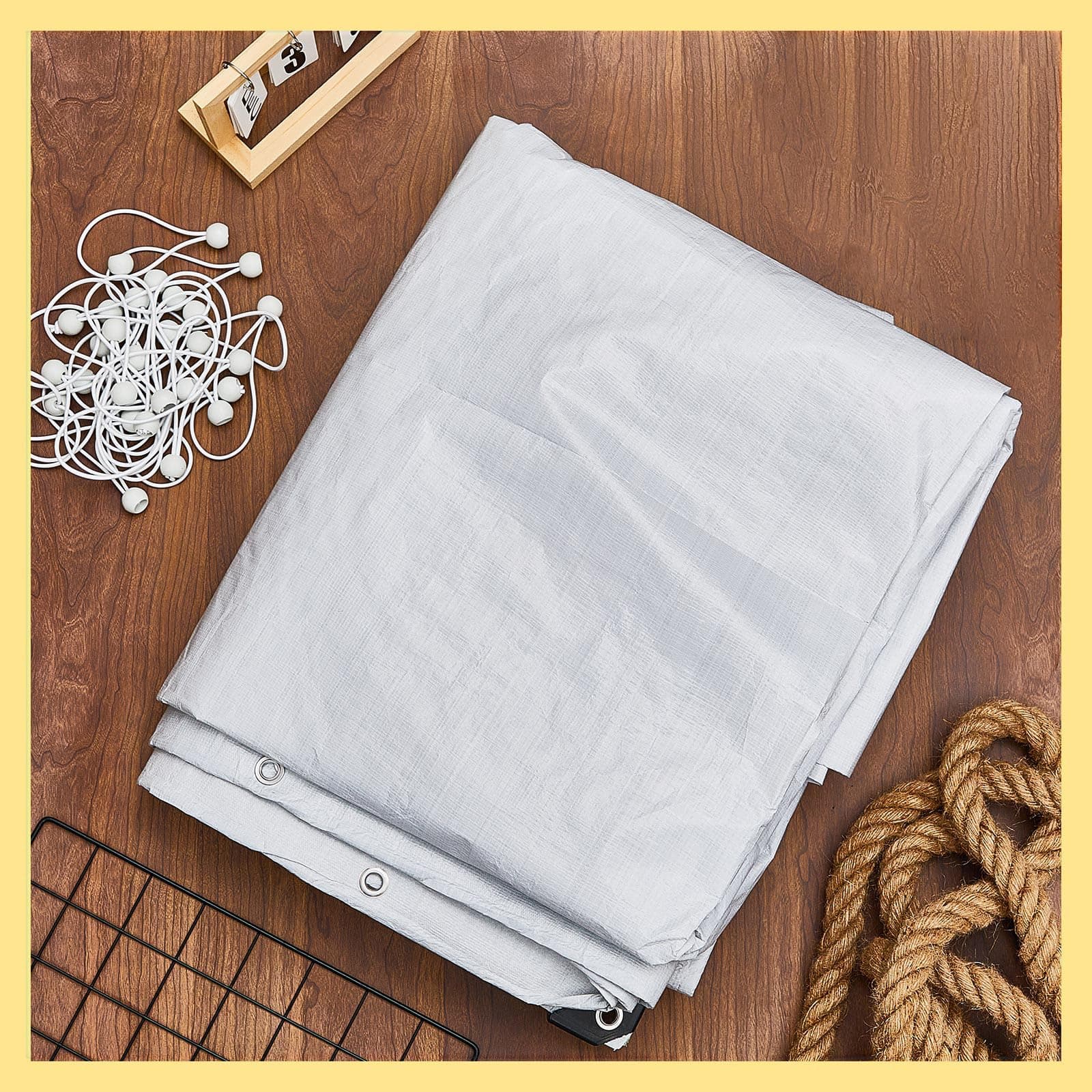 Wesnoy 12x20 ft Heavy Duty Canopy Replacement Cover Waterproof Grey with 50 - Thumbnail 7