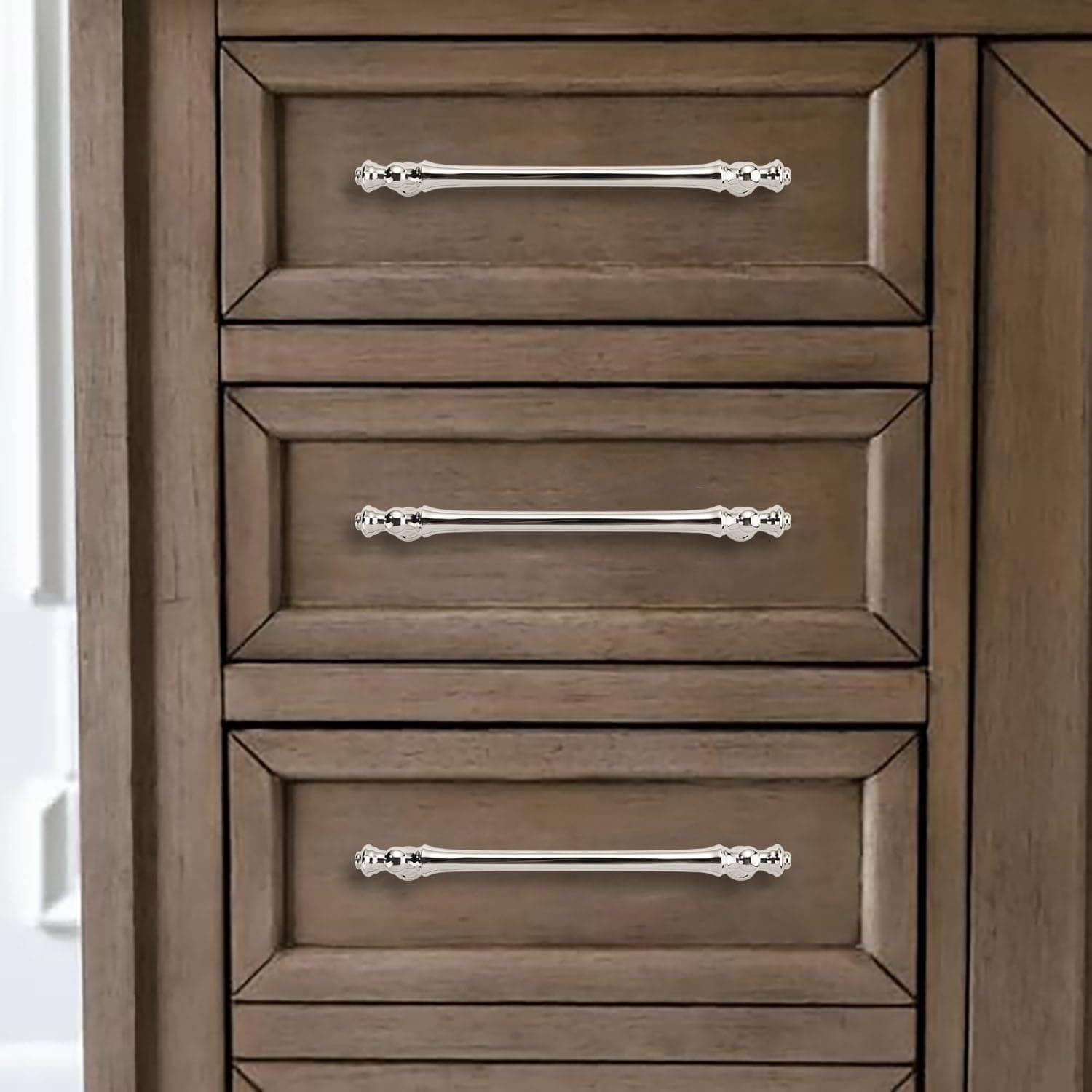 khtumeware 10 Pack 3-3/4 Inch (96mm) Polished Nickel Zinc Cabinet Drawer Pulls - Thumbnail 3