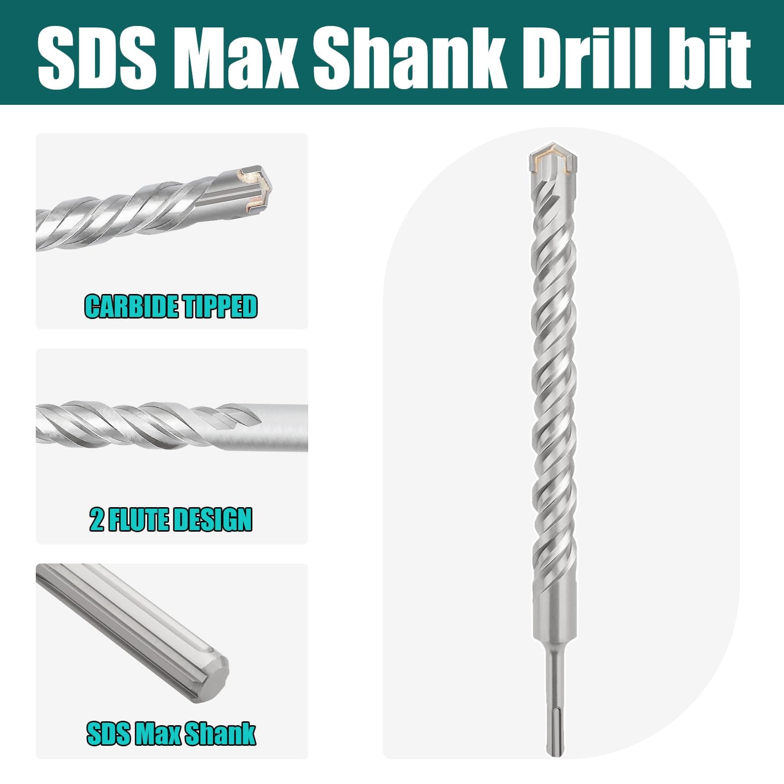 GRIXLEN SDS Max Rotary Hammer Drill Bit 1-3/8 in x 23.6 in (35 x 600mm) - Thumbnail 4