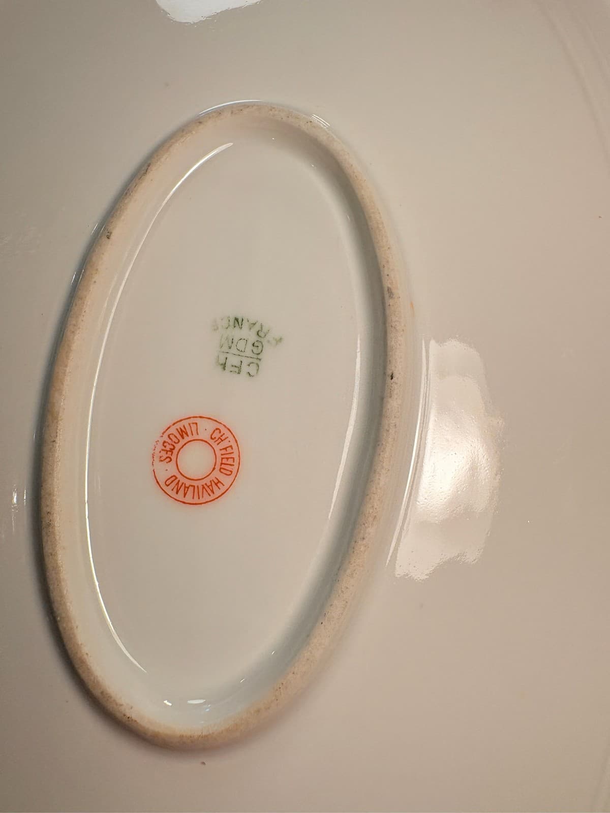 13" CFH GDM Haviland Limoges Platter Pink Floral Gold Shell - Thumbnail 2