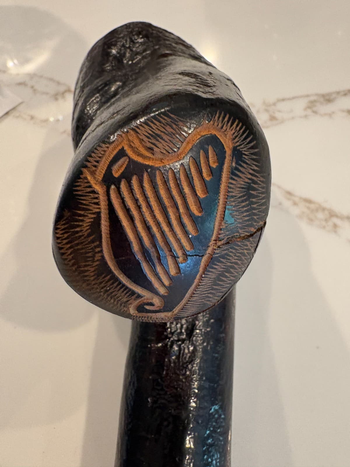 No Reserve! Vintage Irish Blackthorn Shillelagh Harp Shamrock Bar Pub Decor