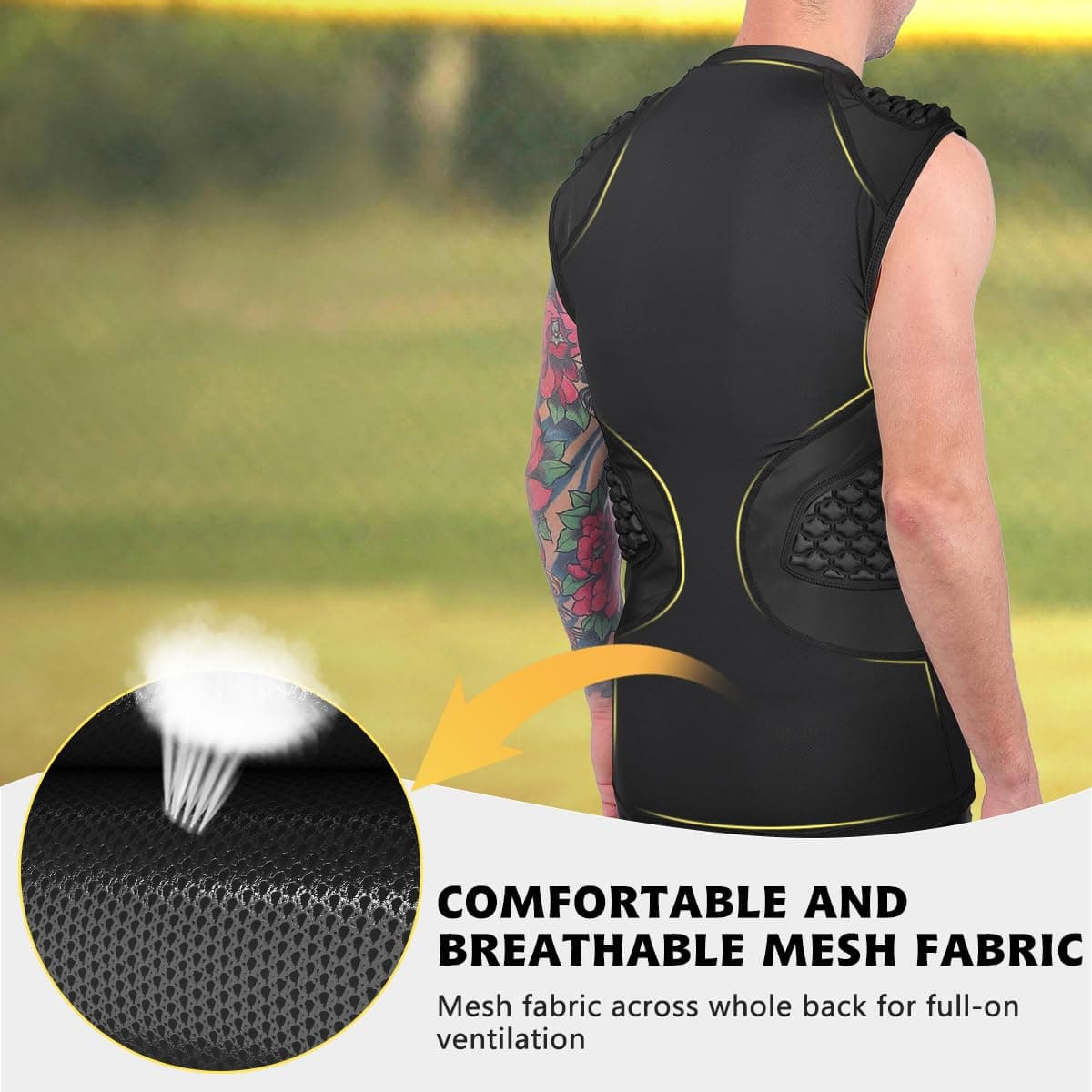 TUOYR Mens Football Padded Compression Vest Chest Rib Heart Protector for - Thumbnail 3