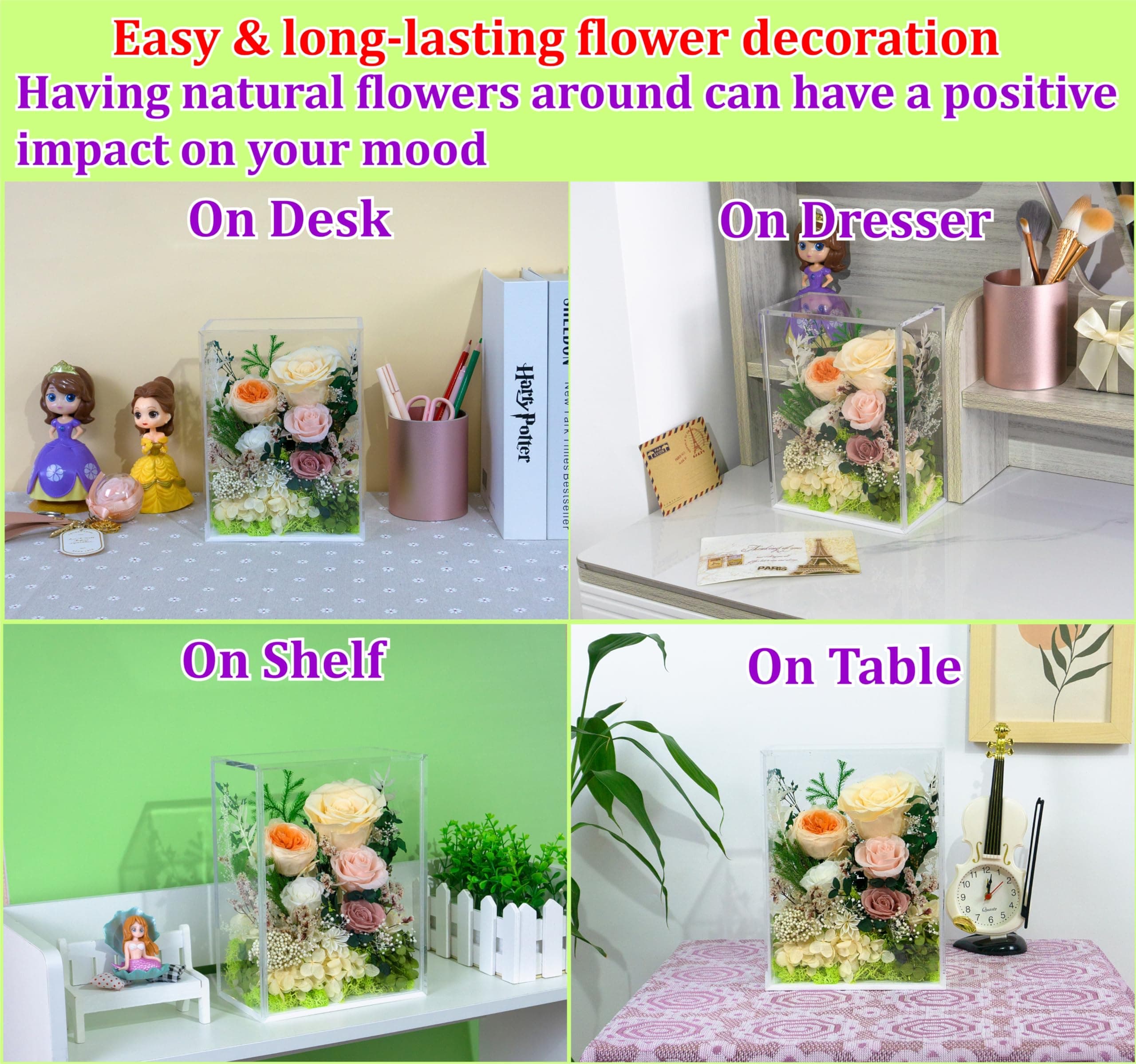 Valley of Rain & Forest Preserved Rose Bush - Yellow Champagne Rose - Thumbnail 5