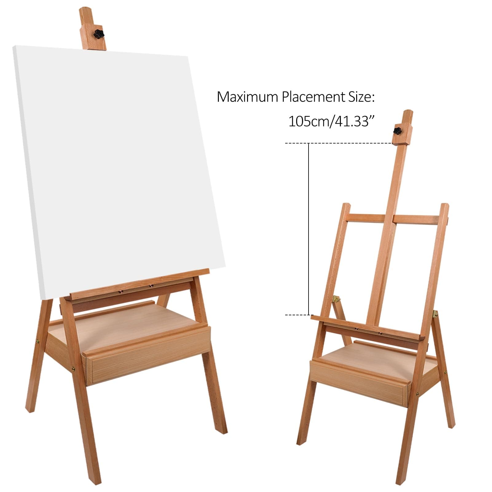Reuentone S12 Beech Wood H-Frame Studio Easel 59-75 Adjustable Height with - Thumbnail 3