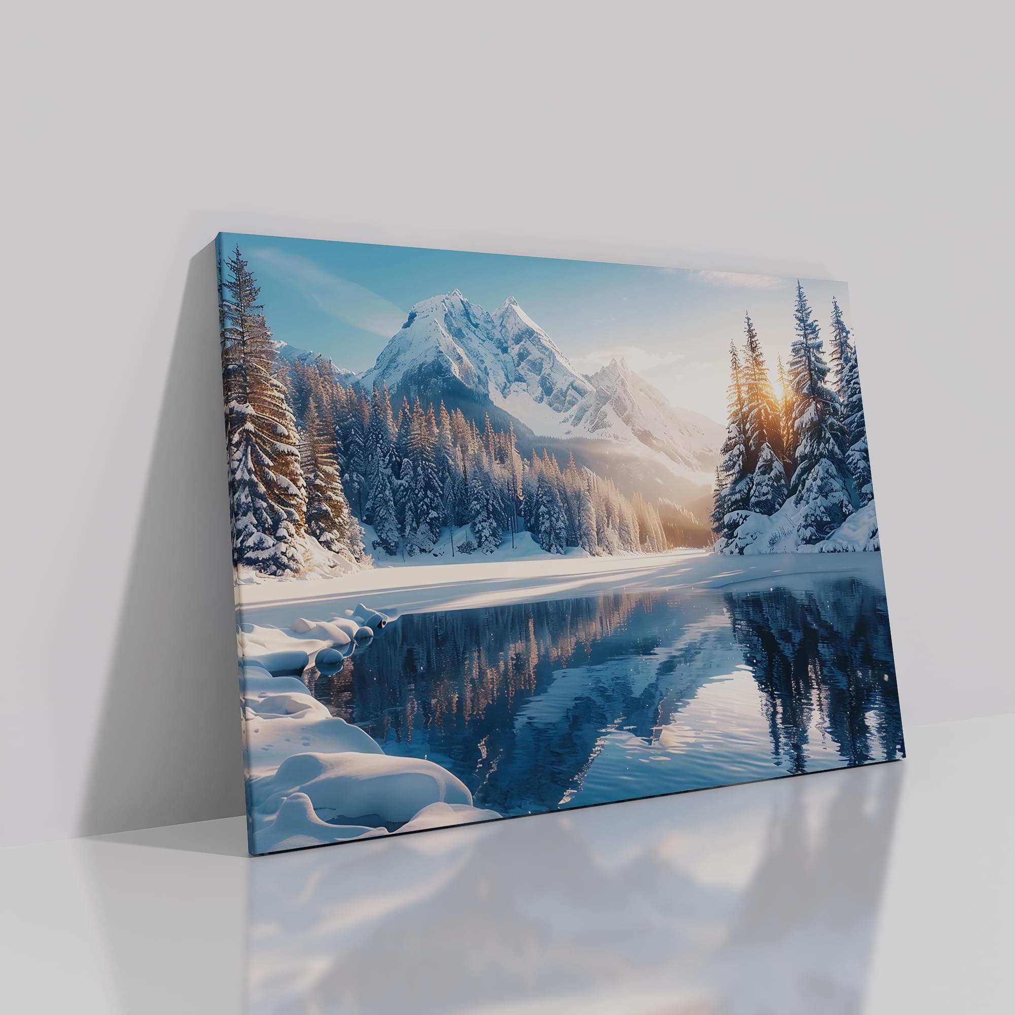 Mountain Landscape Canvas Wall Art 24''Wx18''H Framed Ready to Hang Living Room