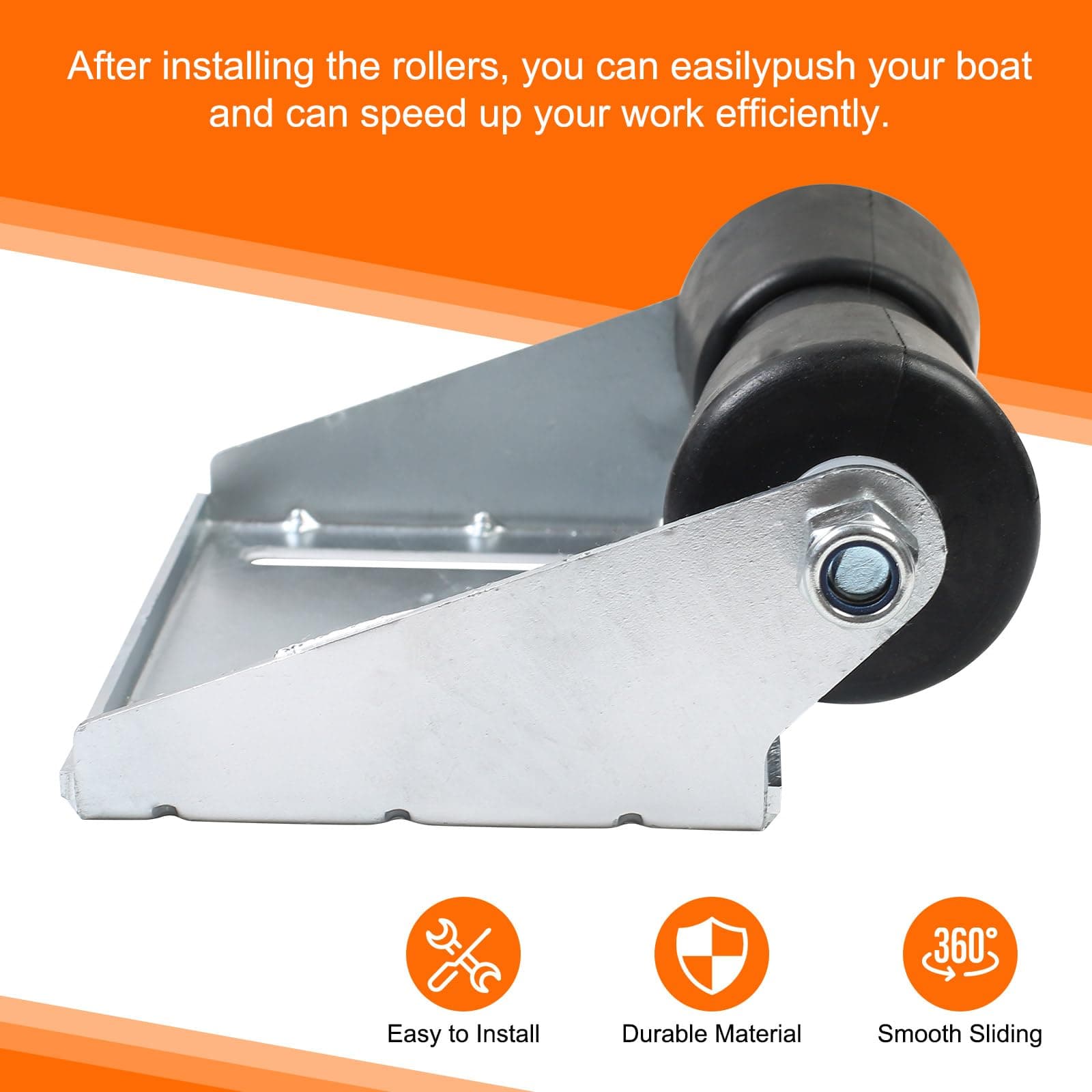 DTNESS 1557 12 Inch Boat Trailer Rollers Keel Roller Kit Panel Brackets Shaft - Thumbnail 6