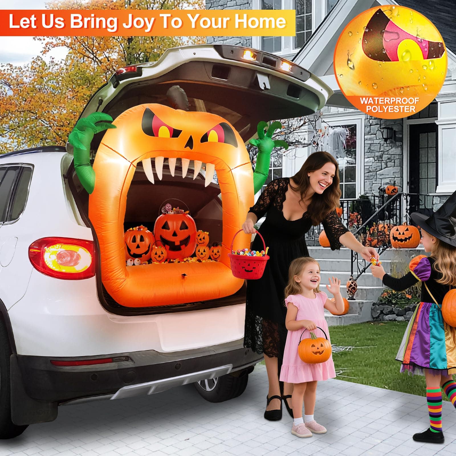TURNMEON 4 FT Halloween Inflatable Pumpkin Built-in LEDs Outdoor Yard Decor - Thumbnail 6