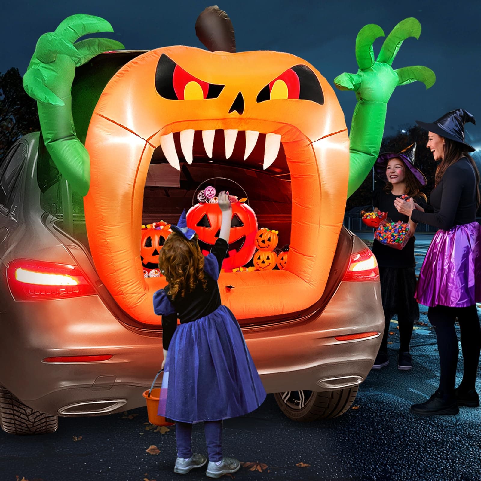 TURNMEON 4 FT Halloween Inflatable Pumpkin Built-in LEDs Outdoor Yard Decor