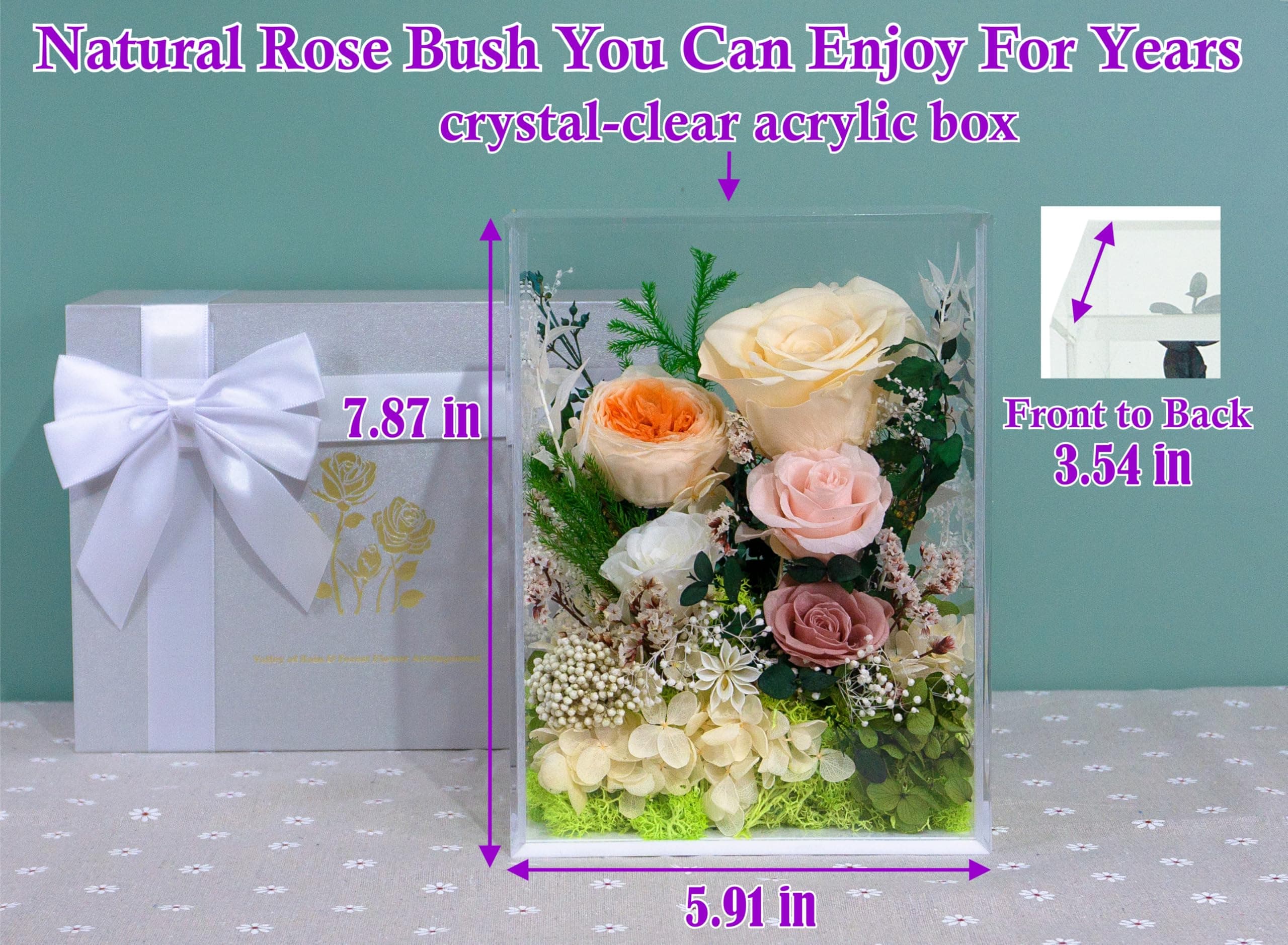 Valley of Rain & Forest Preserved Rose Bush - Yellow Champagne Rose - Thumbnail 2