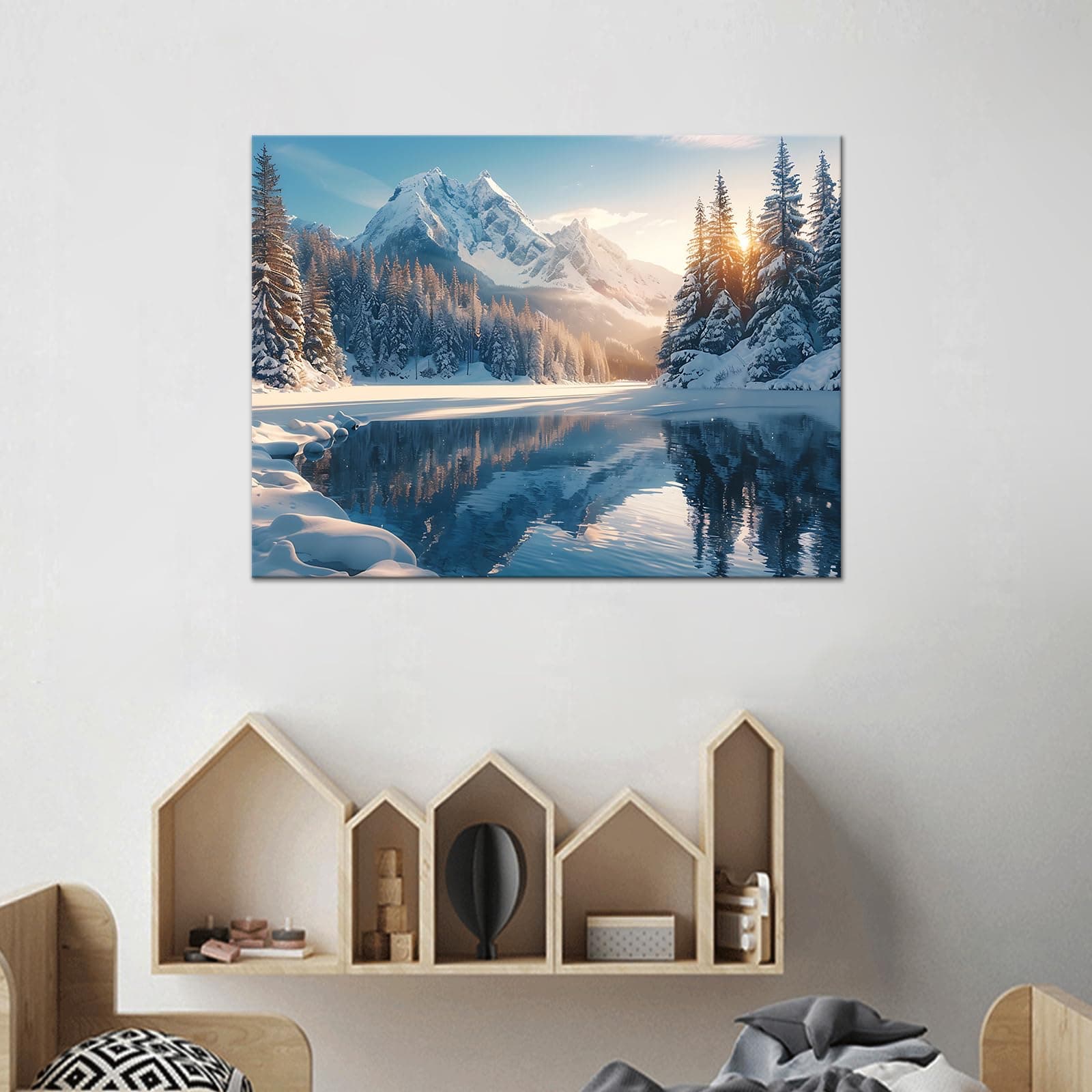 Mountain Landscape Canvas Wall Art 24''Wx18''H Framed Ready to Hang Living Room - Thumbnail 3