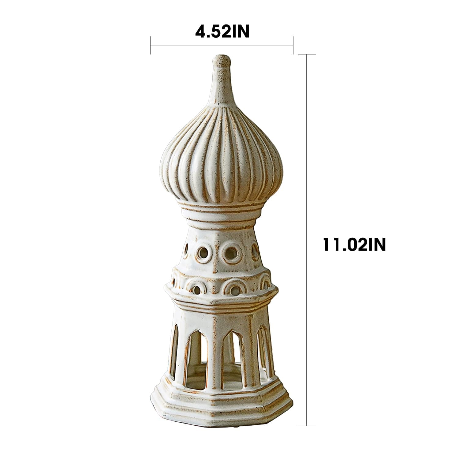 LIZOFER Ceramic Onion Dome Tower 11.02 Inch Tall Rustic Nordic Desktop - Thumbnail 5