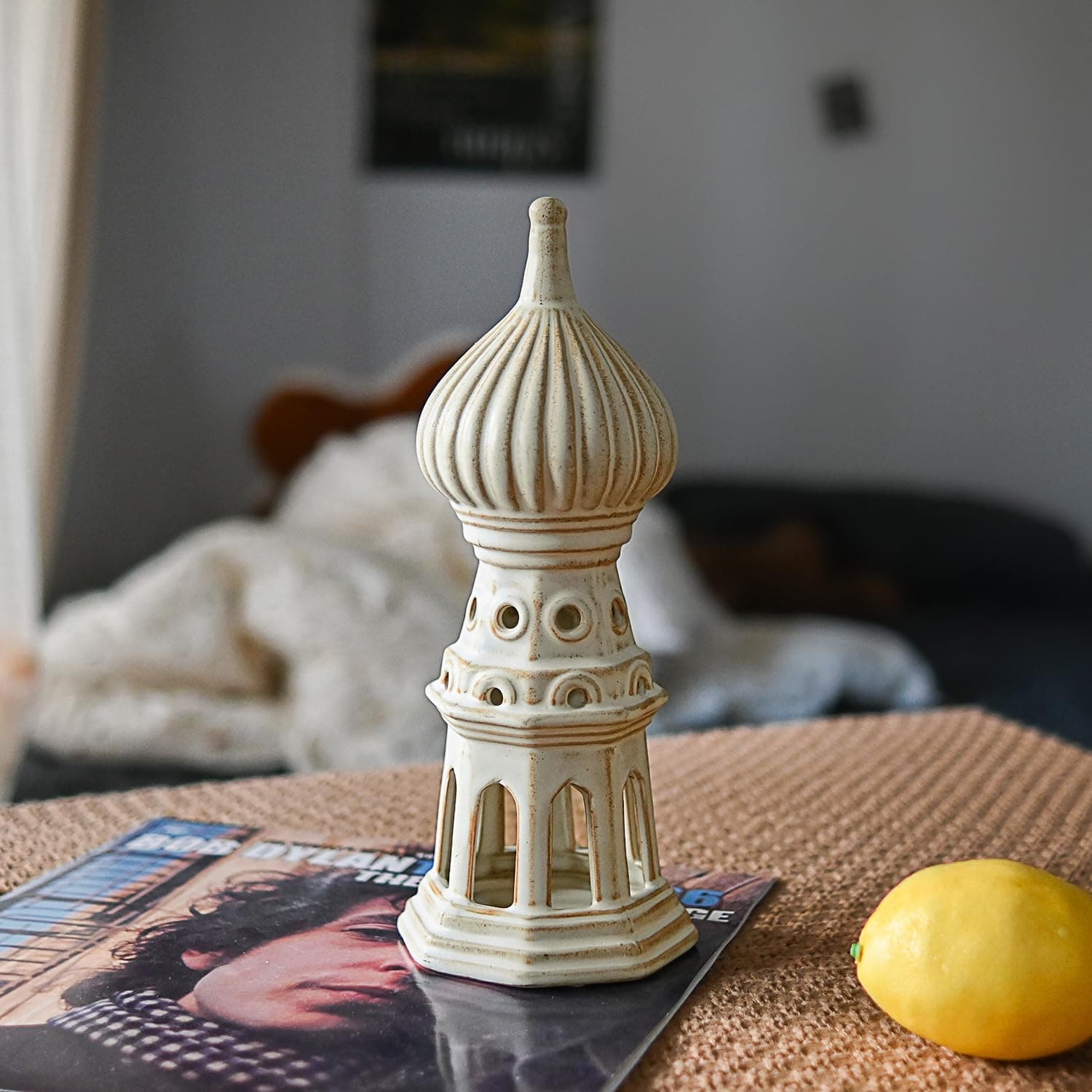 LIZOFER Ceramic Onion Dome Tower 11.02 Inch Tall Rustic Nordic Desktop - Thumbnail 6